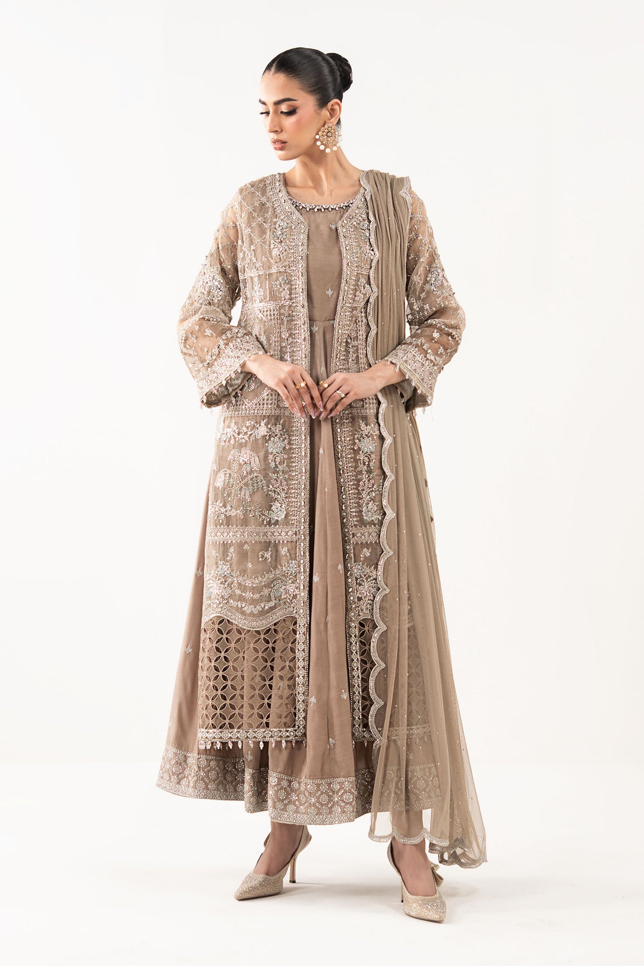 3 Piece Embroidered Organza Suit