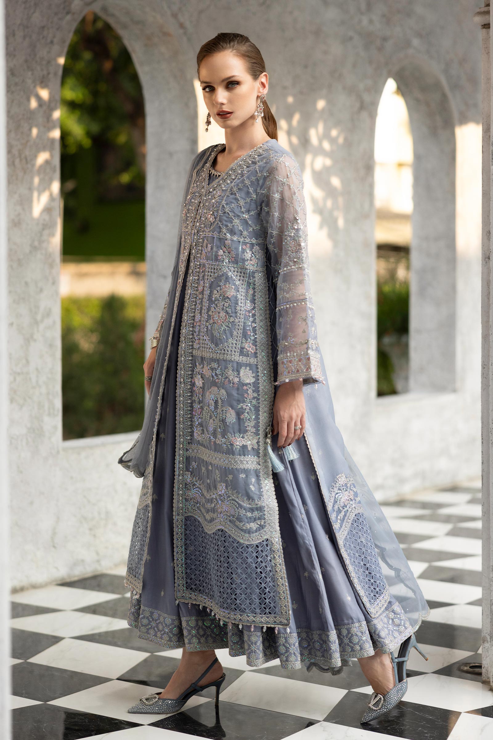 3 Piece Embroidered Organza Suit