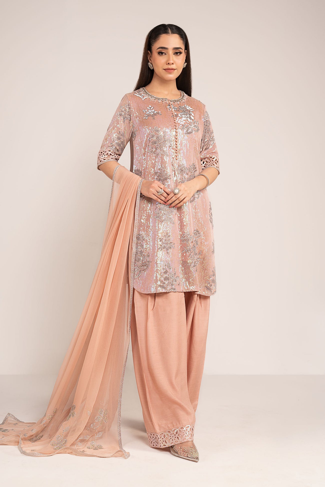 3 Piece Embroidered Chiffon Suit