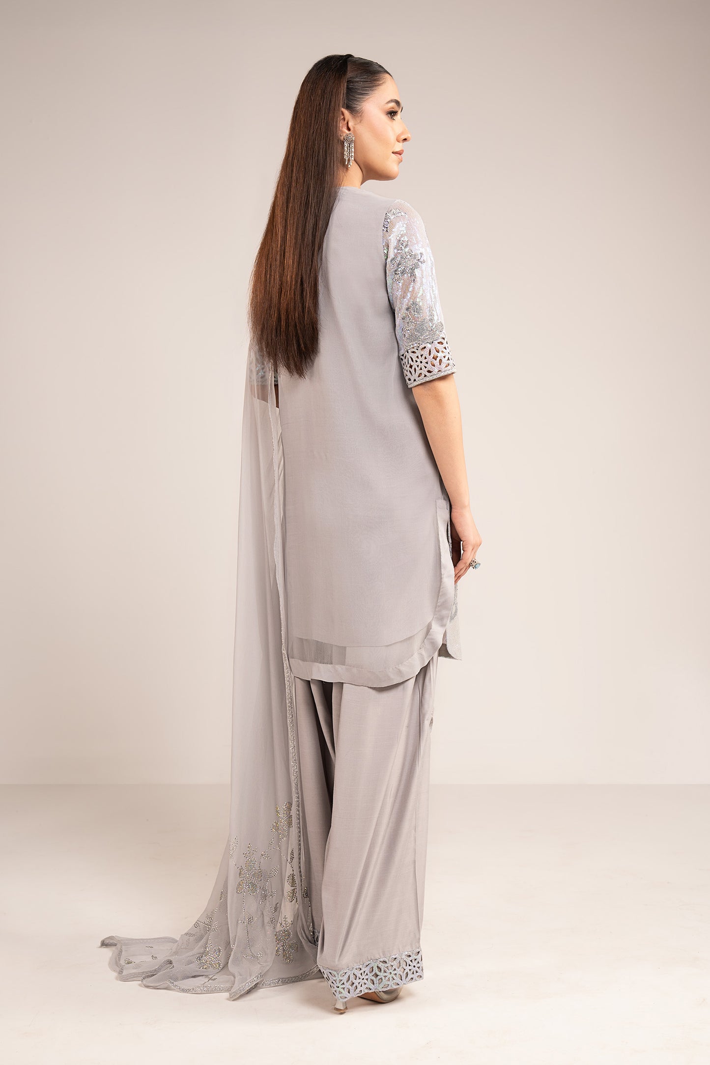 3 Piece Embroidered Chiffon Suit