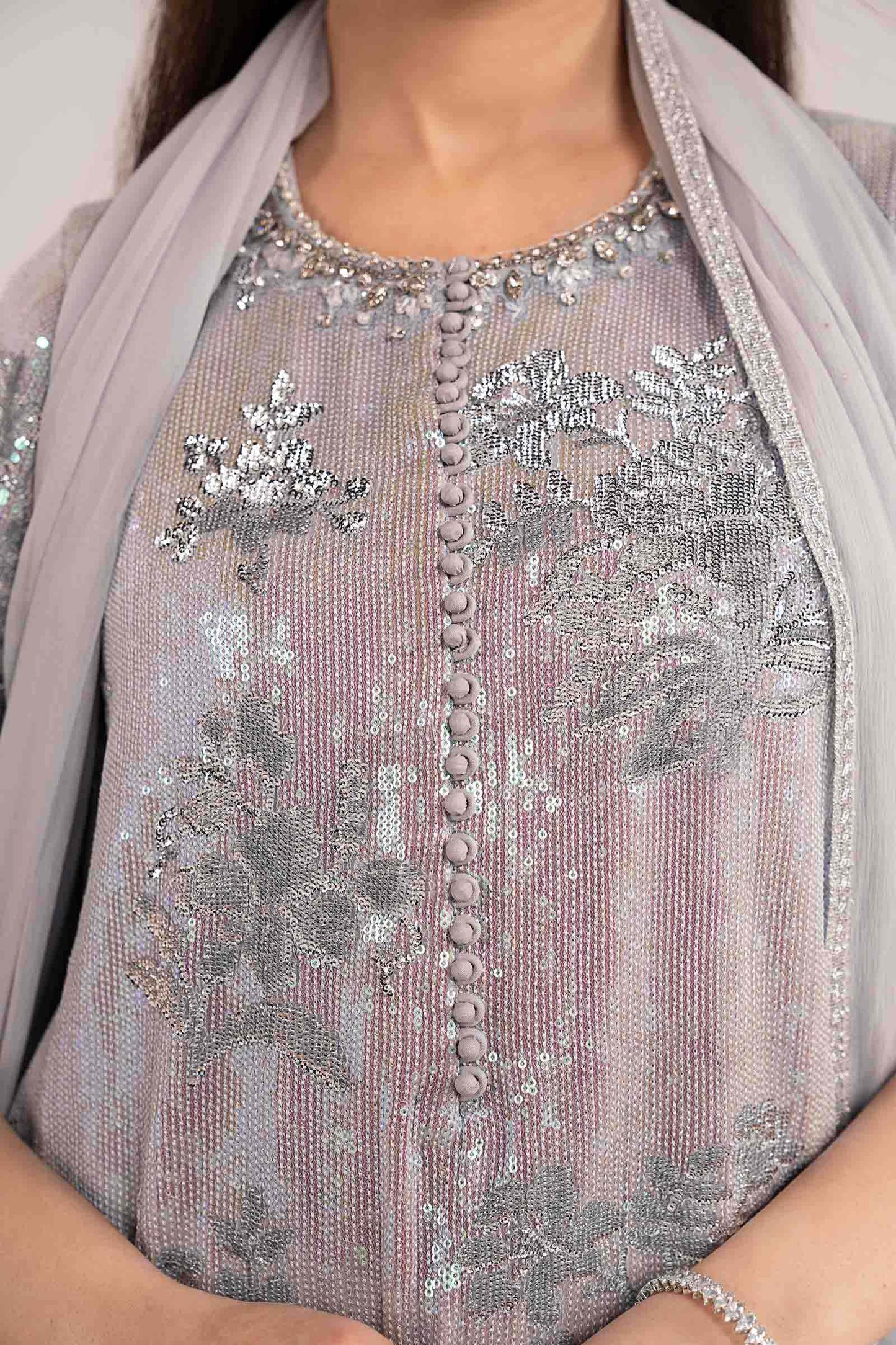 3 Piece Embroidered Chiffon Suit