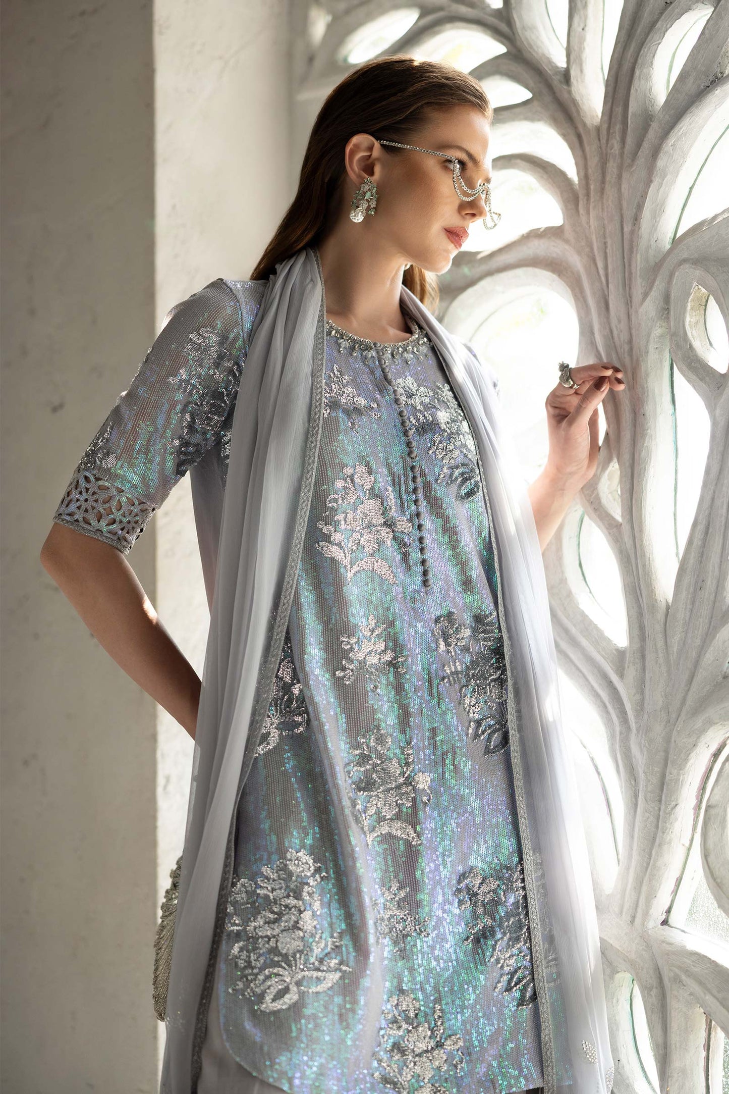 3 Piece Embroidered Chiffon Suit
