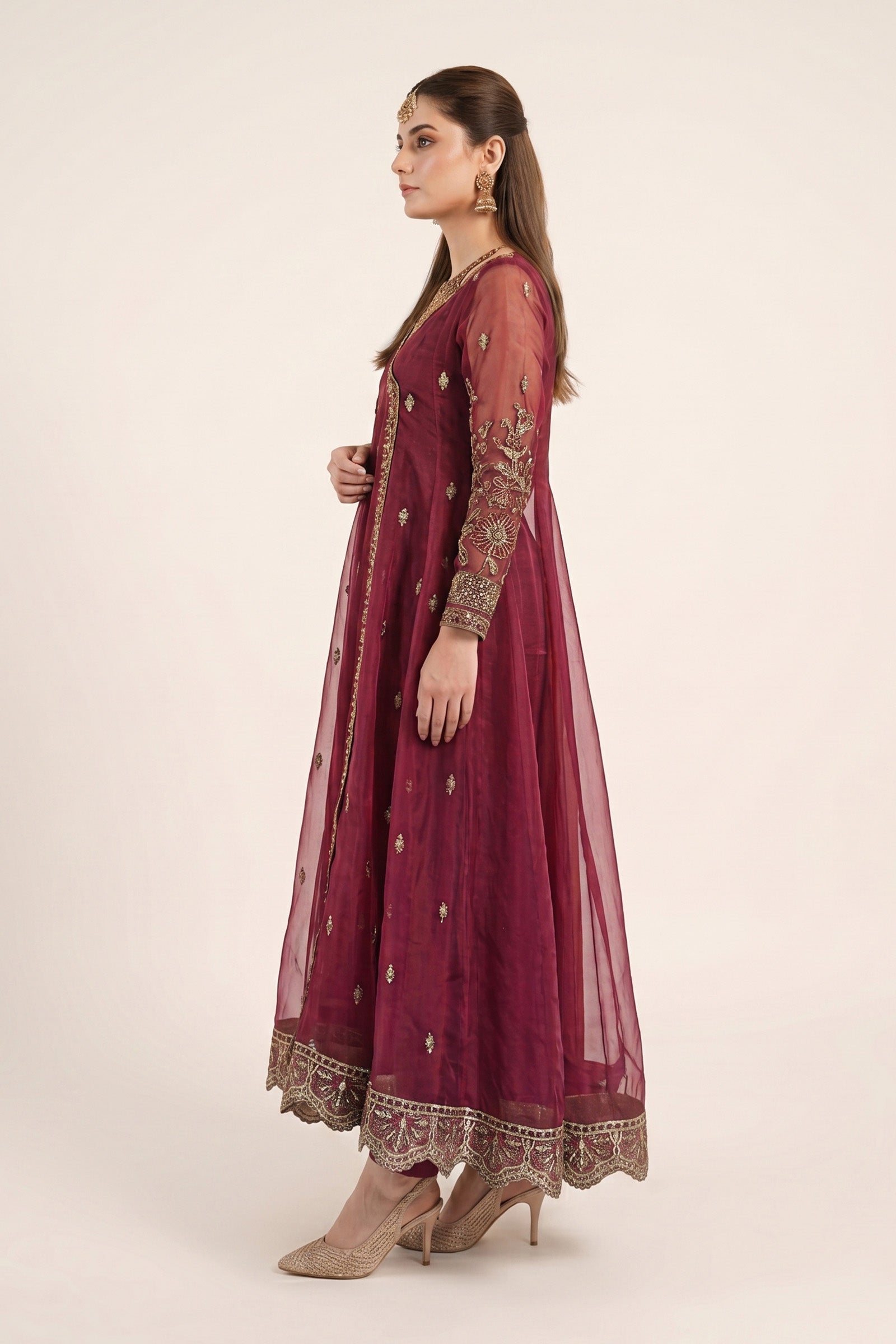 3 Piece Embroidered Organza Suit