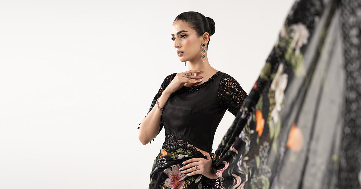 Embroidered Chiffon Saree