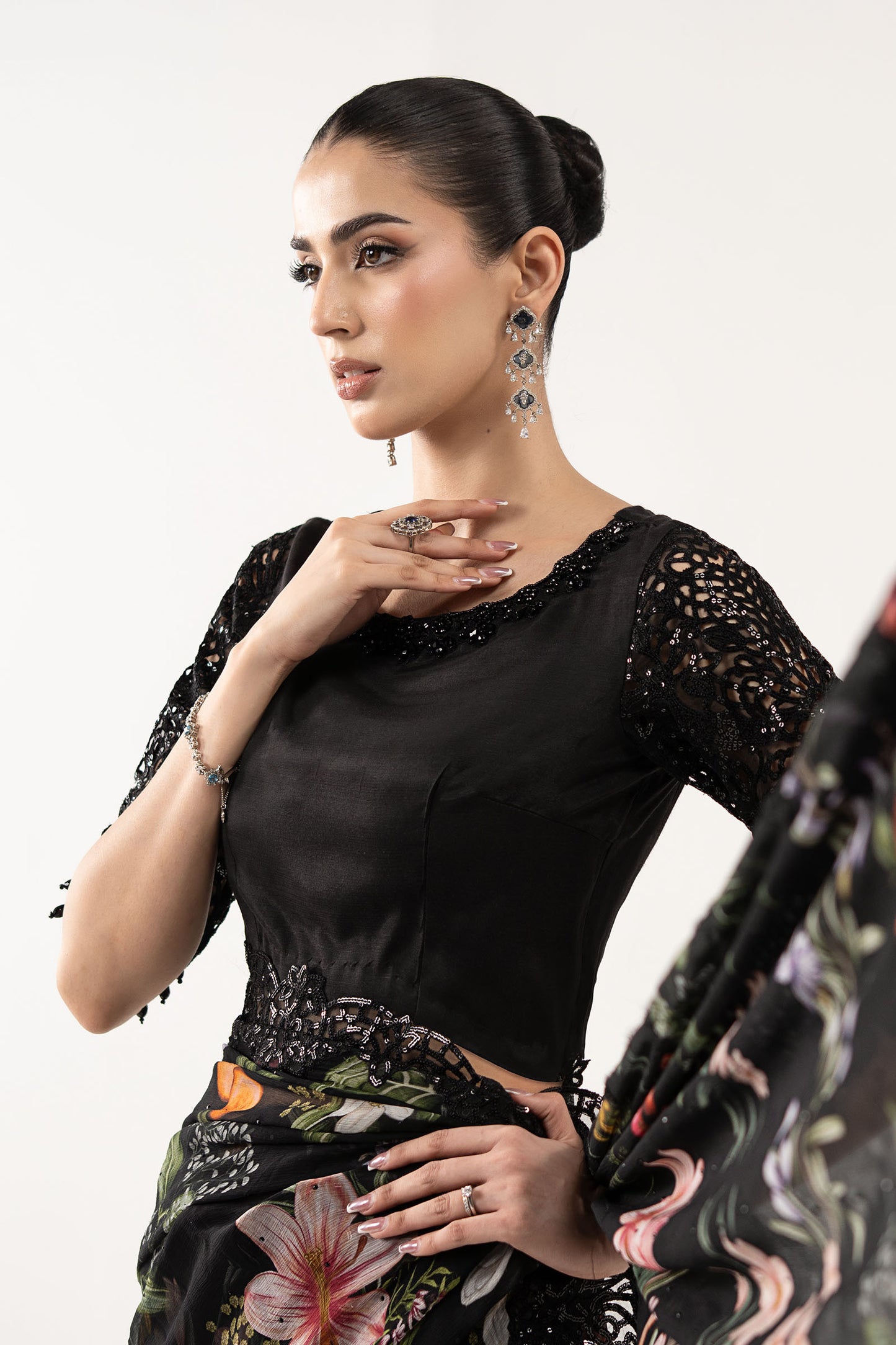 Embroidered Chiffon Saree