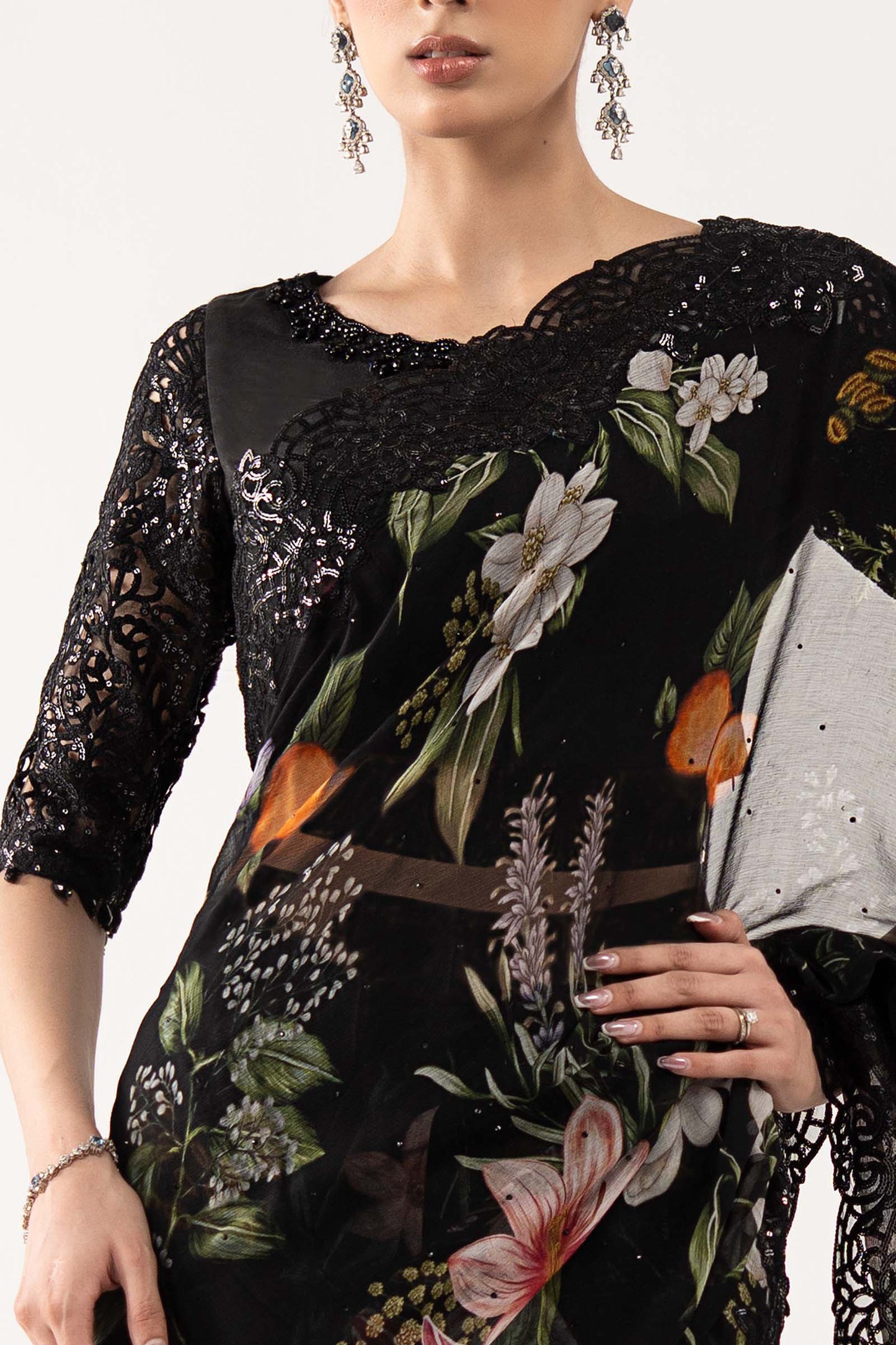 Embroidered Chiffon Saree