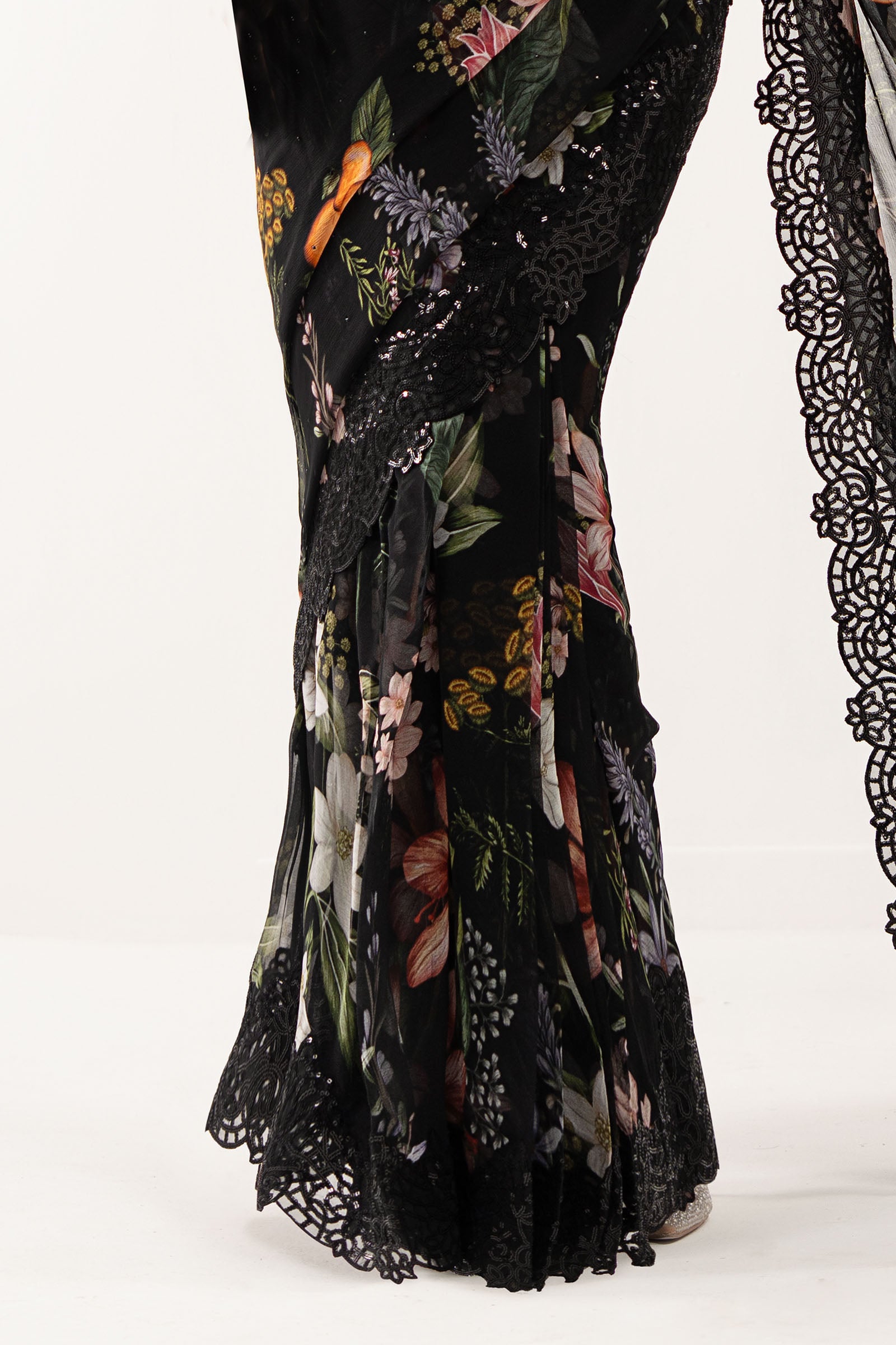 Embroidered Chiffon Saree