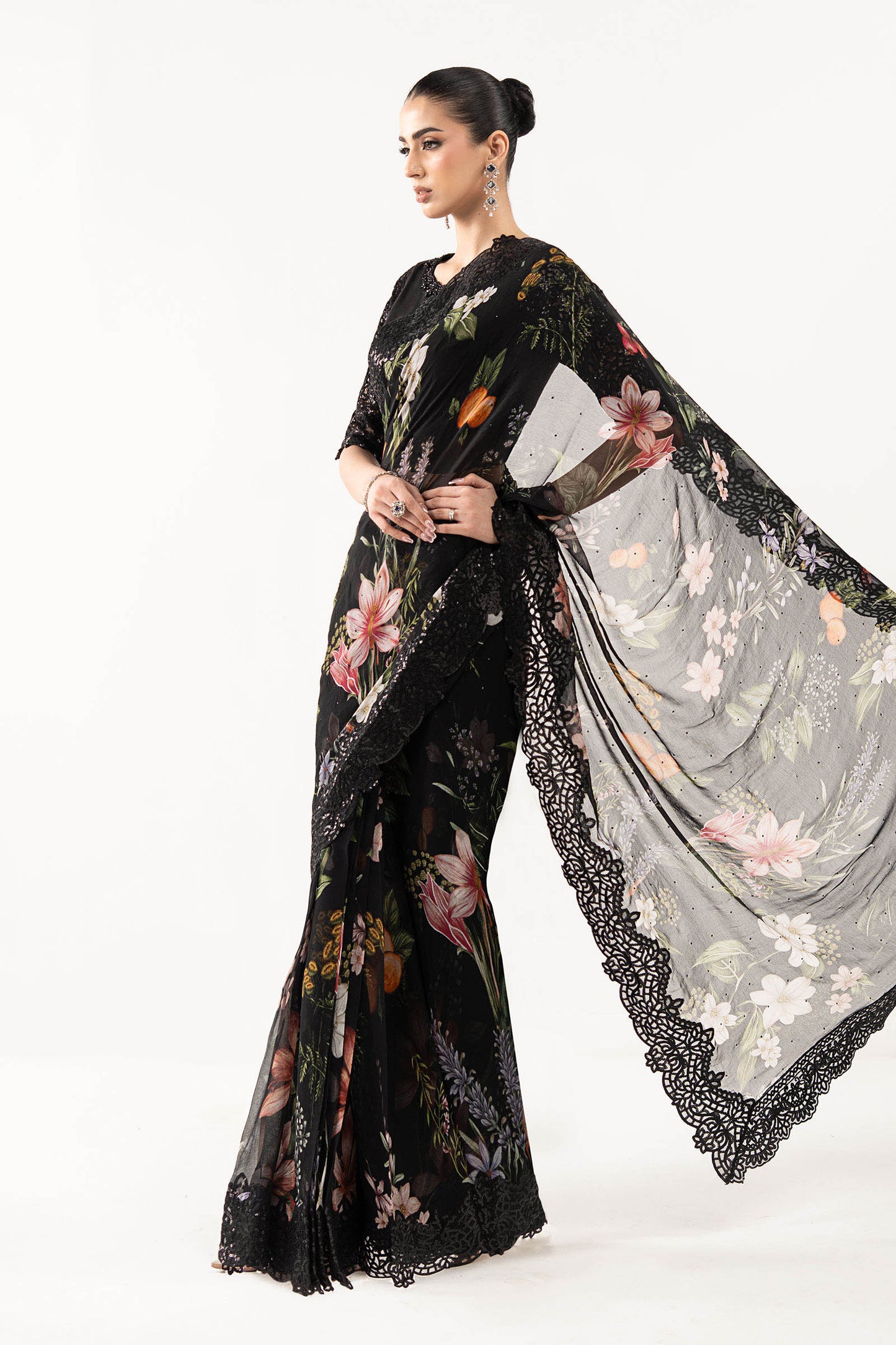 Embroidered Chiffon Saree