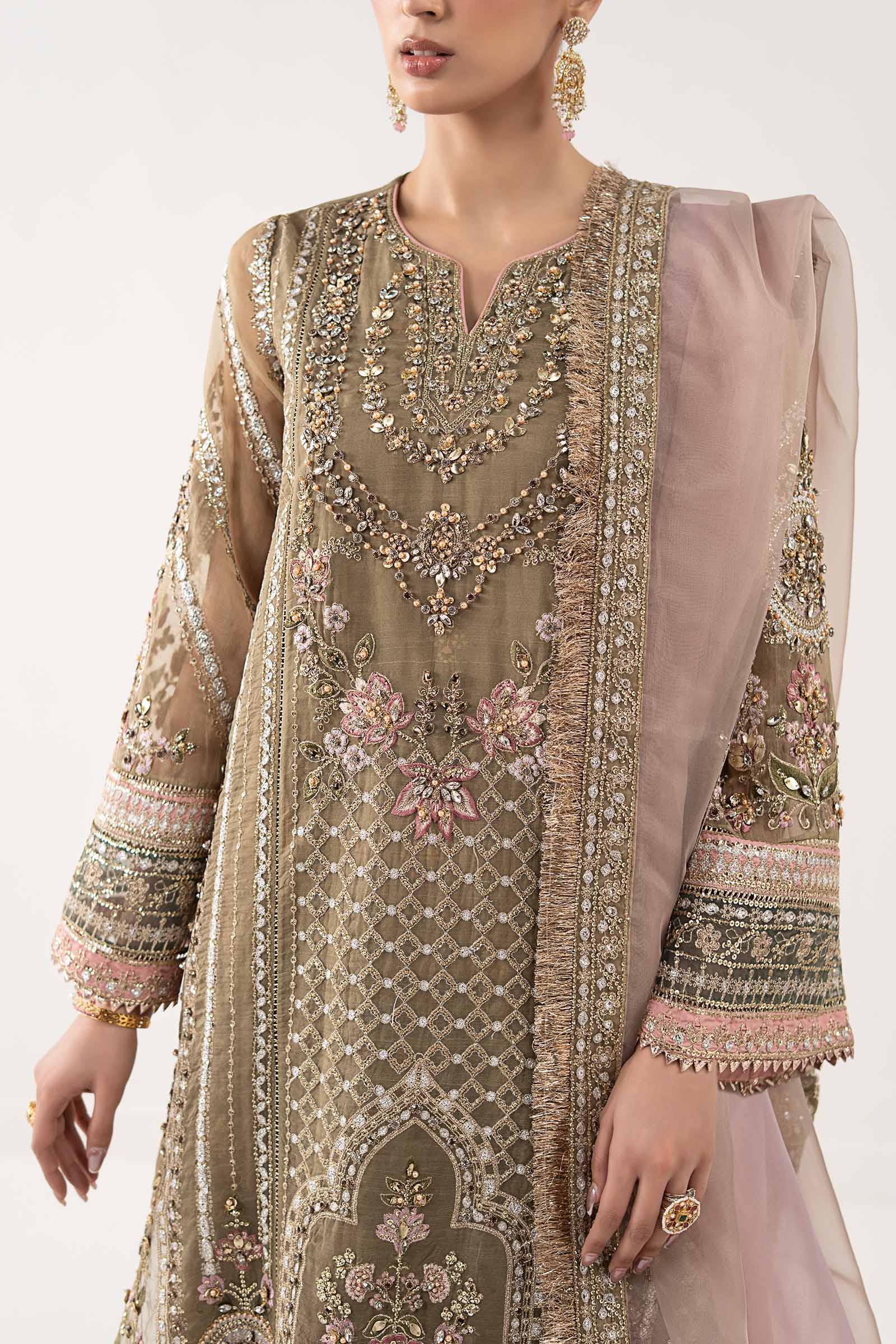 3 Piece Embroidered Organza Suit