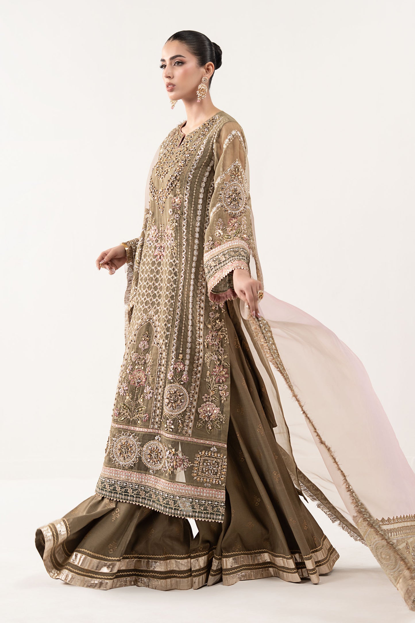 3 Piece Embroidered Organza Suit