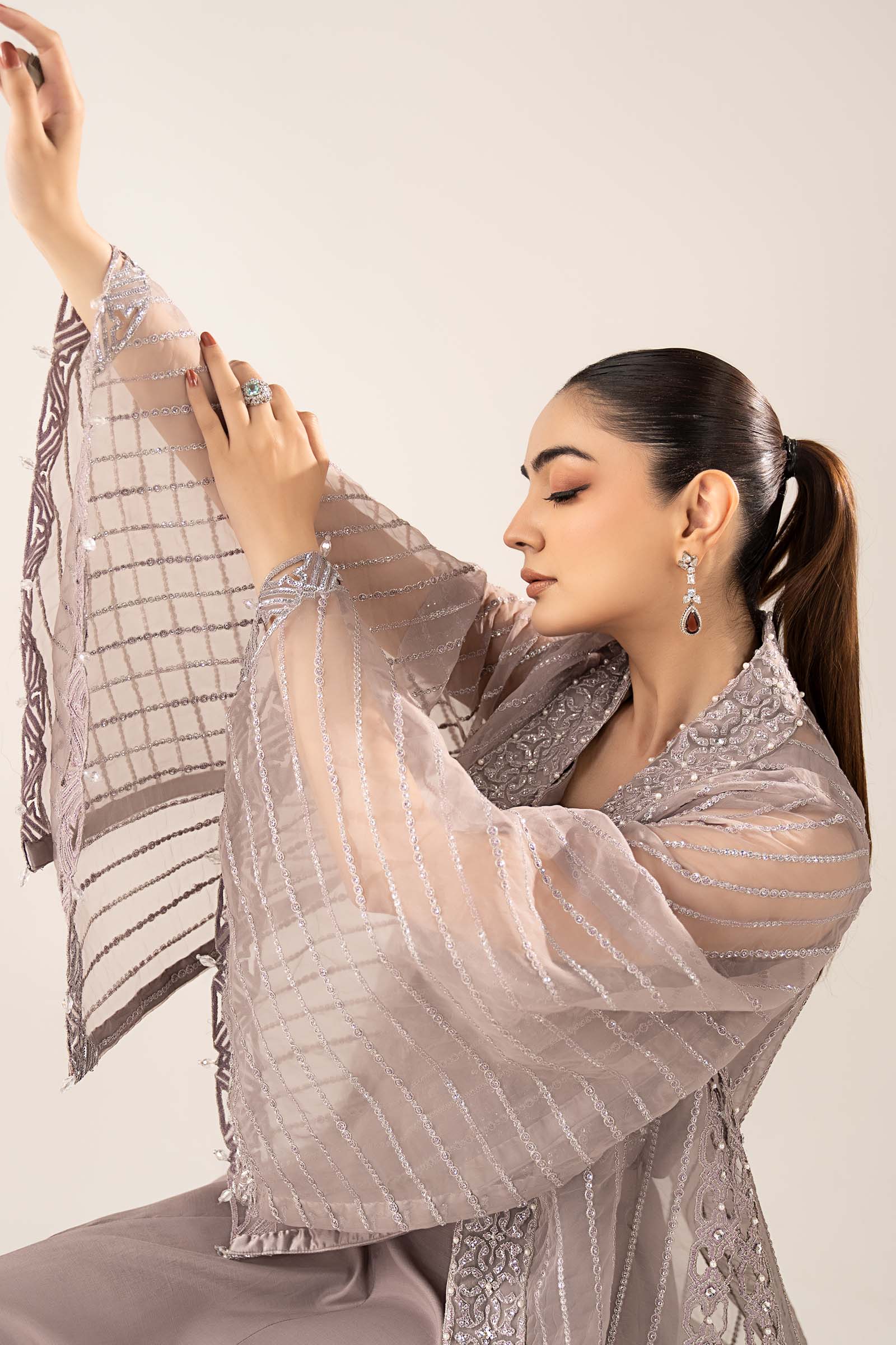 3 Piece Embroidered Organza Suit