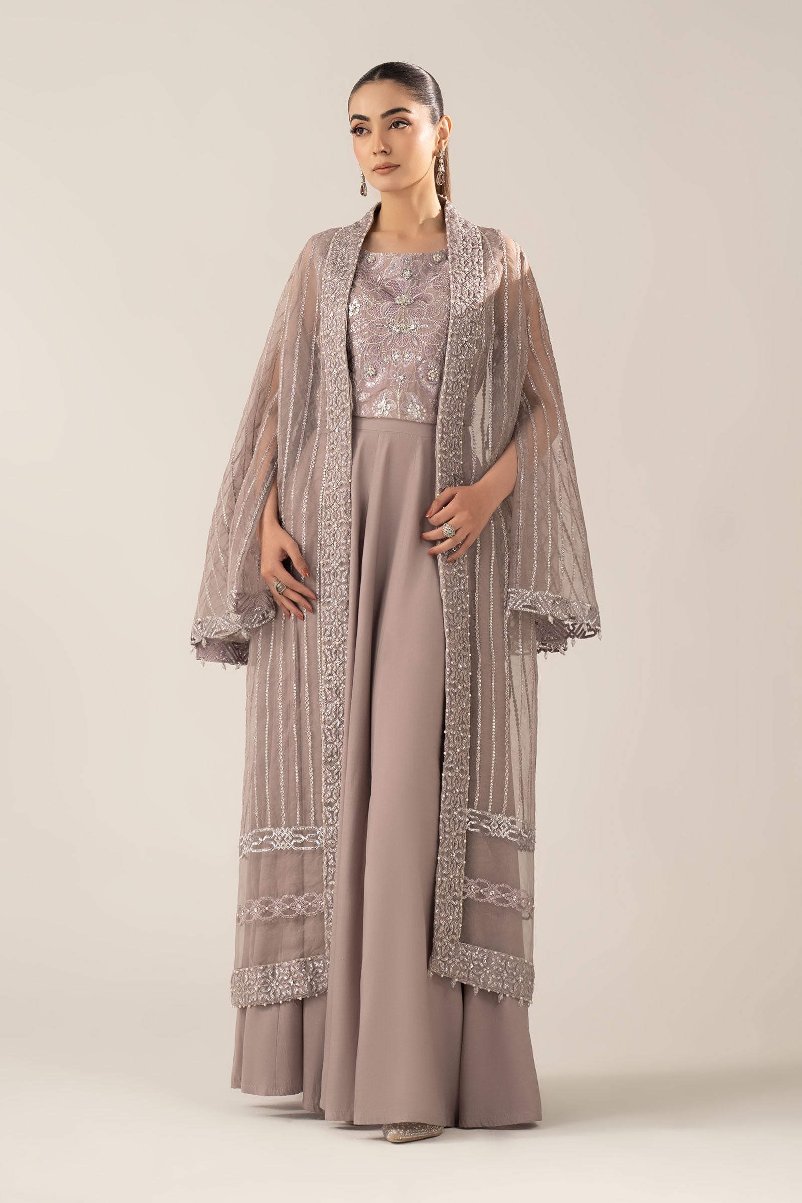 3 Piece Embroidered Organza Suit