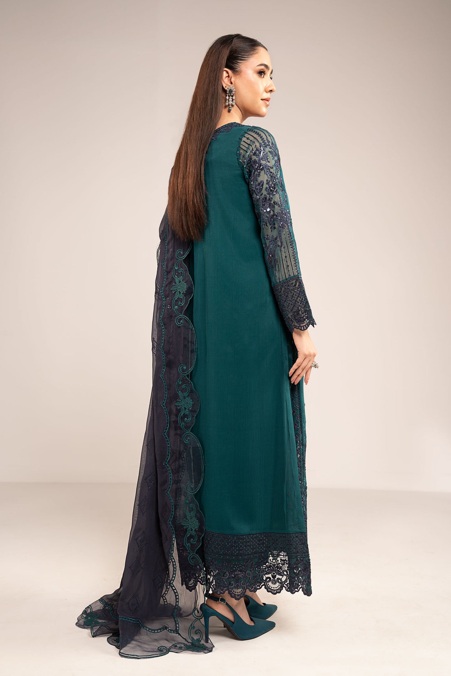 3 Piece Embroidered Chiffon Suit
