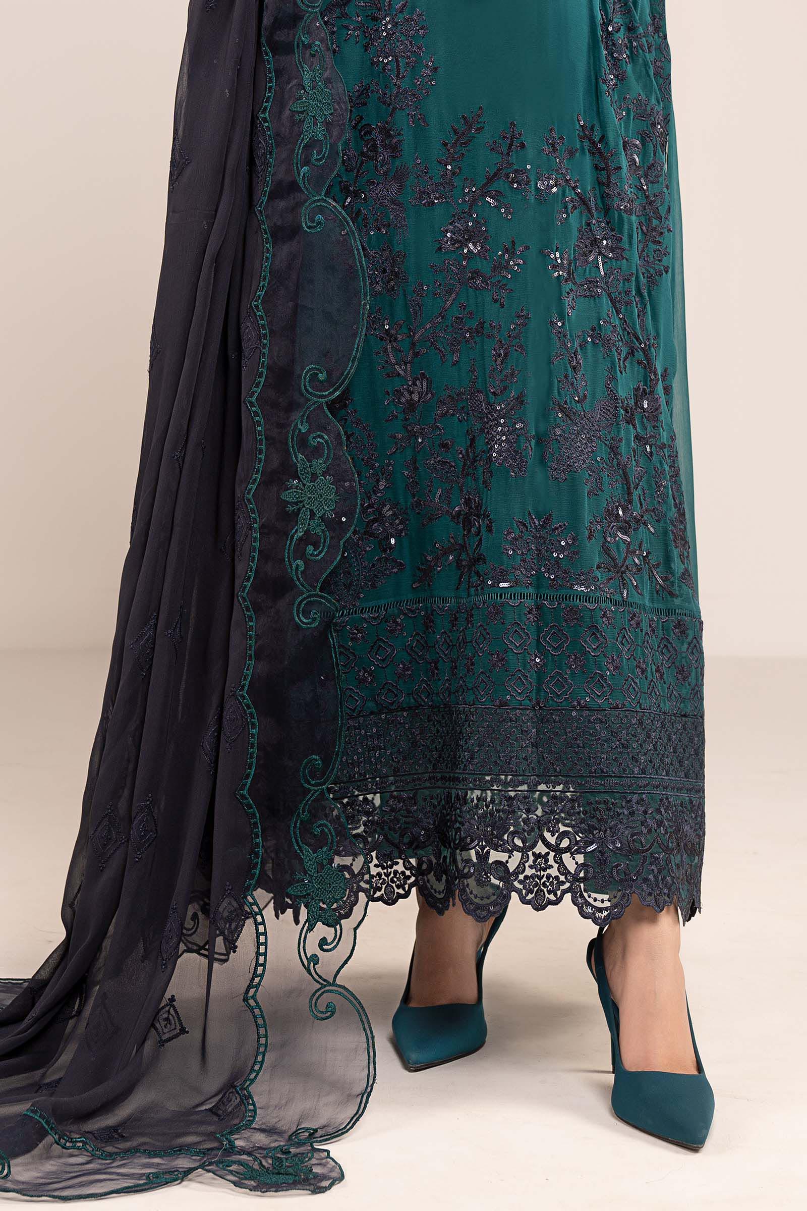 3 Piece Embroidered Chiffon Suit