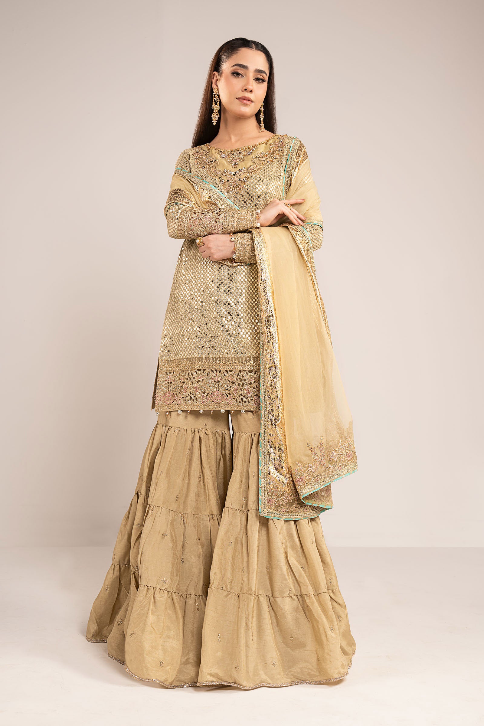 3 Piece Embroidered Chiffon Suit