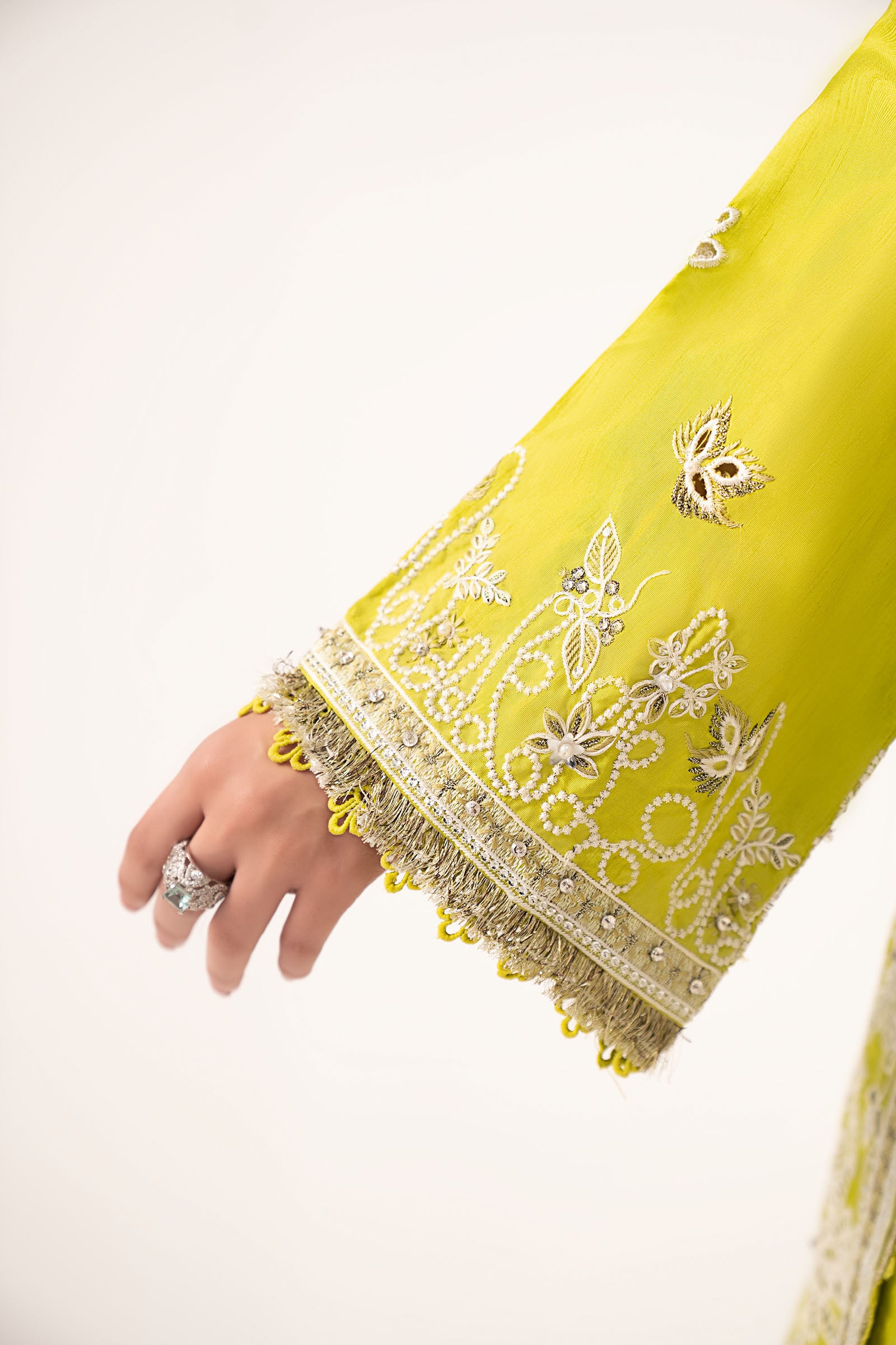 3 Piece Embroidered Raw Silk Suit