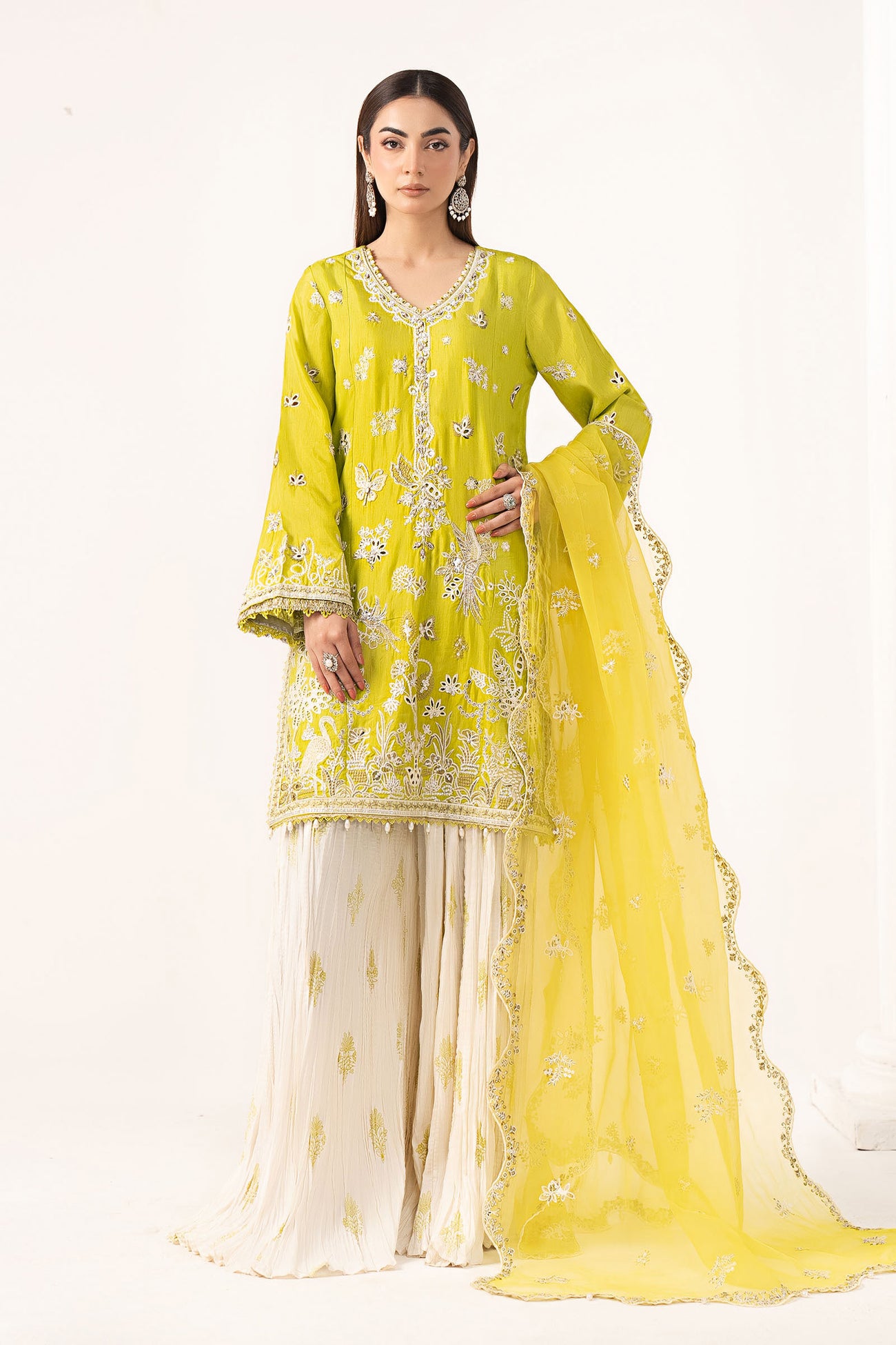 3 Piece Embroidered Raw Silk Suit