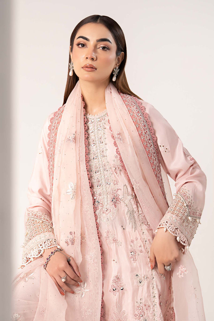 Maria B 3 Piece Embroidered Raw Silk Suit, view 1