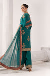 3 Piece Embroidered Raw Silk Suit