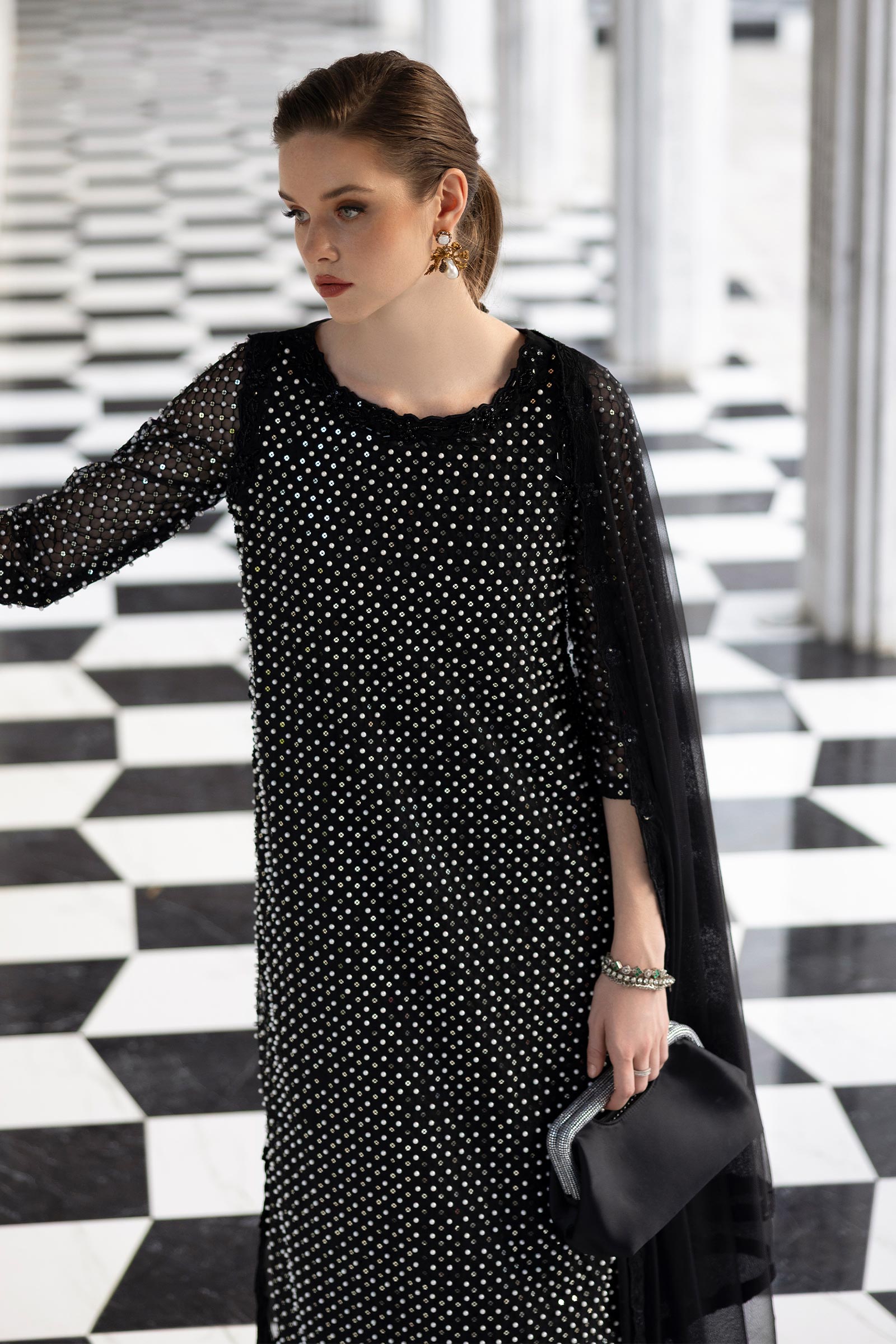 3 Piece Embroidered Organza Suit