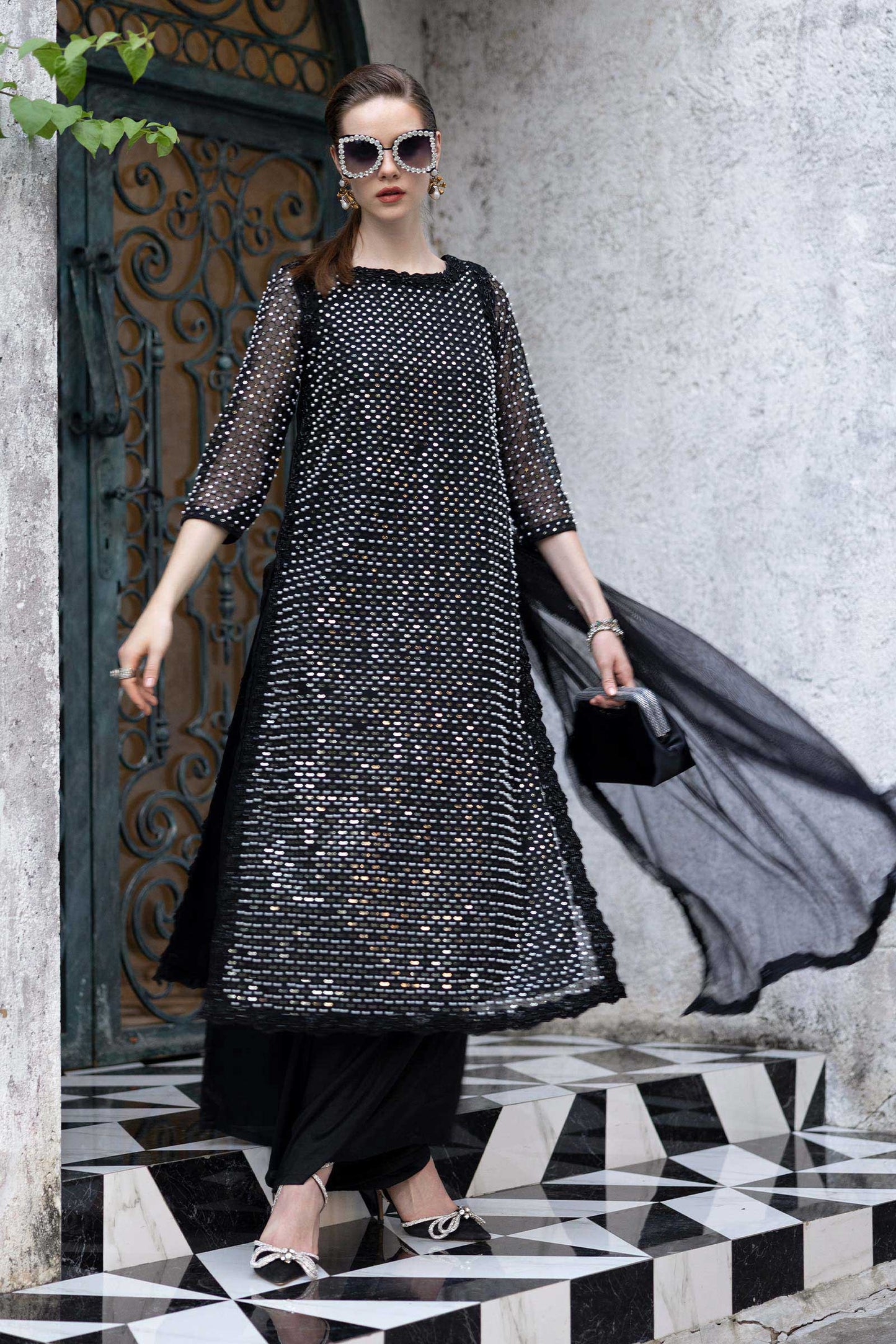 3 Piece Embroidered Organza Suit