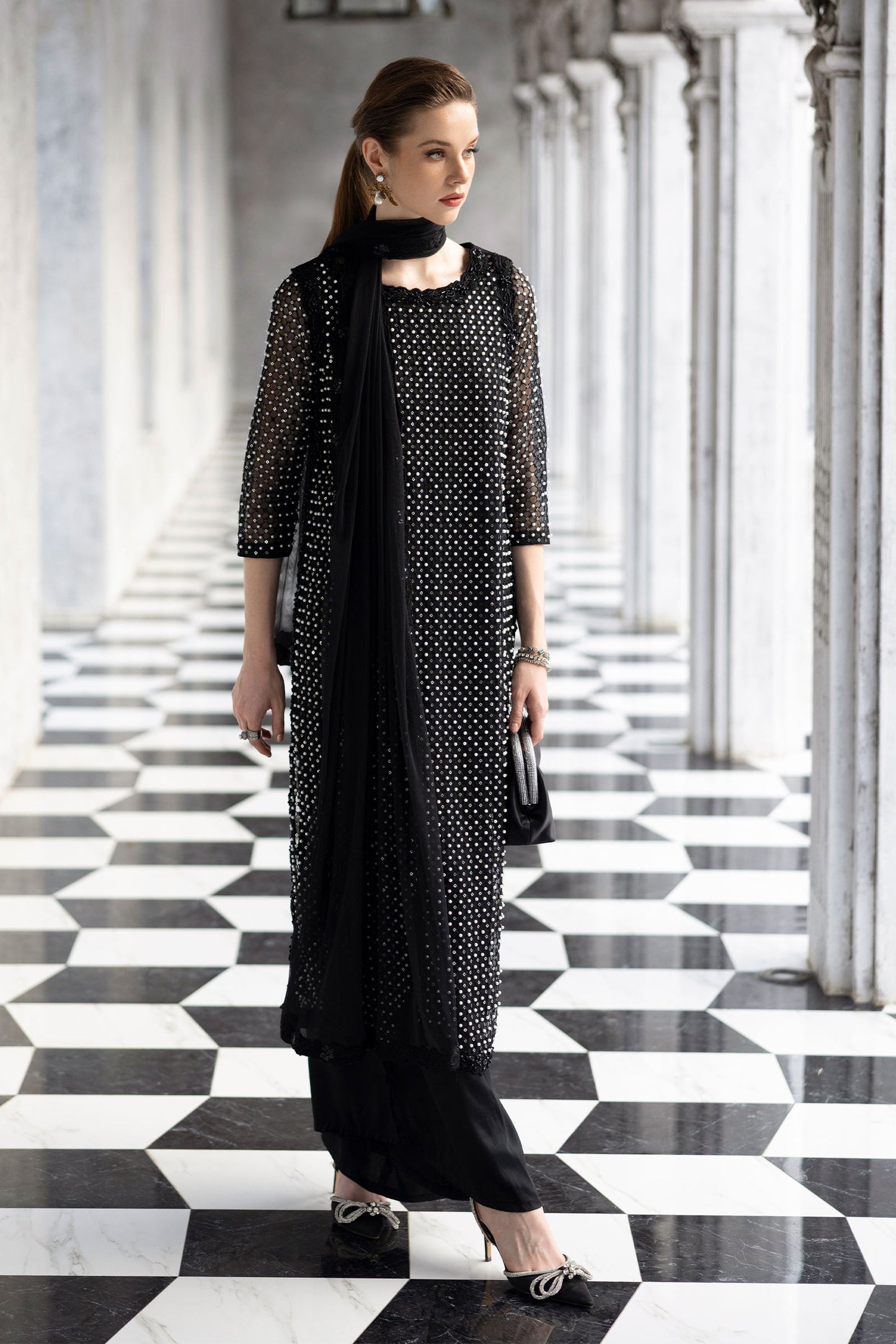 3 Piece Embroidered Organza Suit