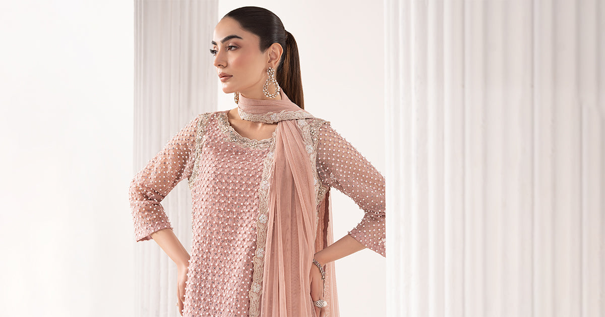 3 Piece Embroidered Organza Suit