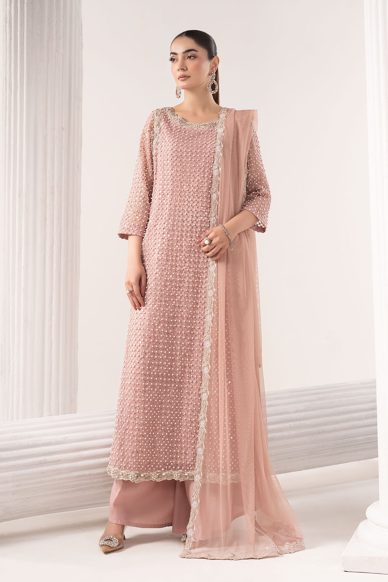 3 Piece Embroidered Organza Suit