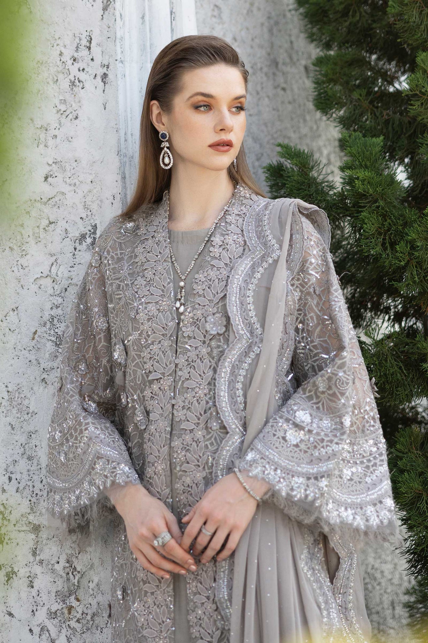 3 Piece Embroidered Organza Suit