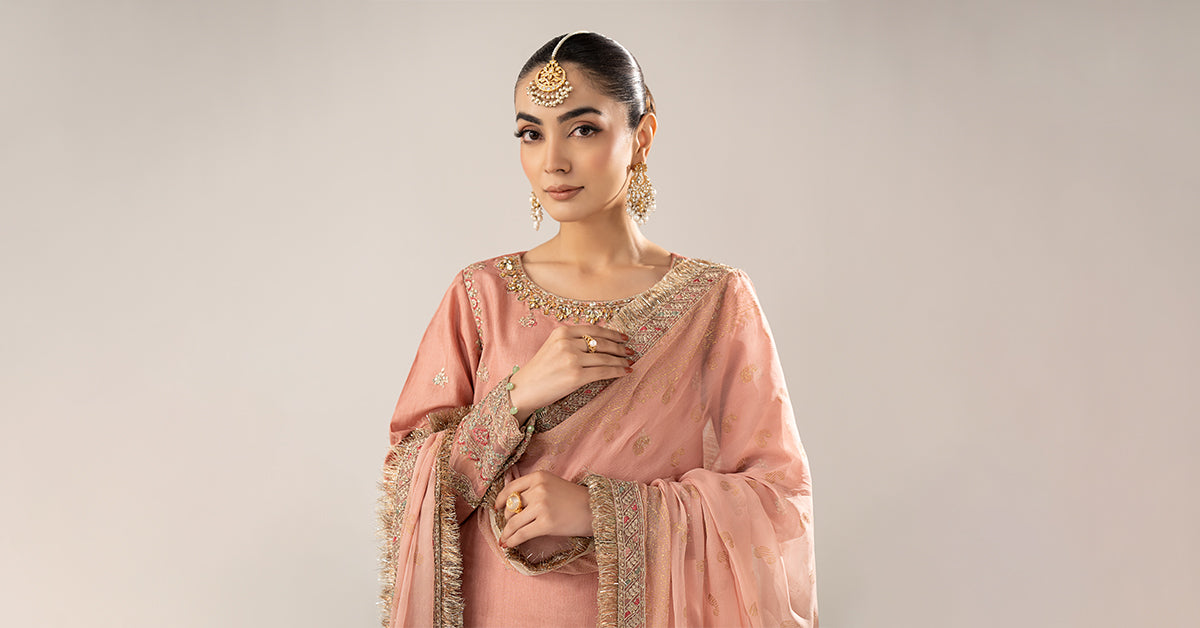 3 Piece Embroidered Raw Silk Suit