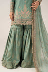3 Piece Embroidered Raw Silk Suit