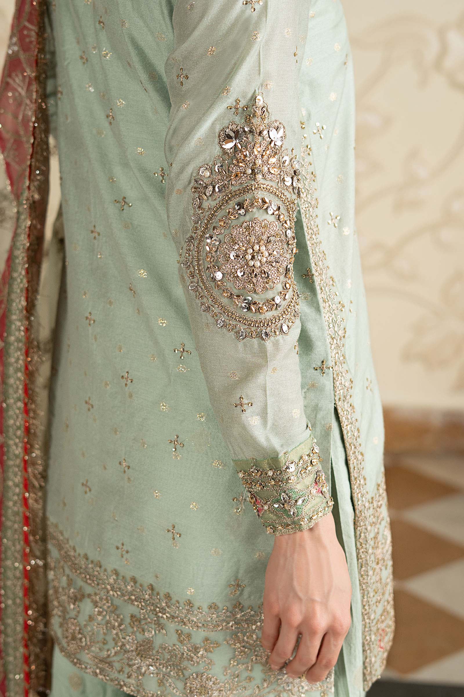 3 Piece Embroidered Cotton Lurex Suit