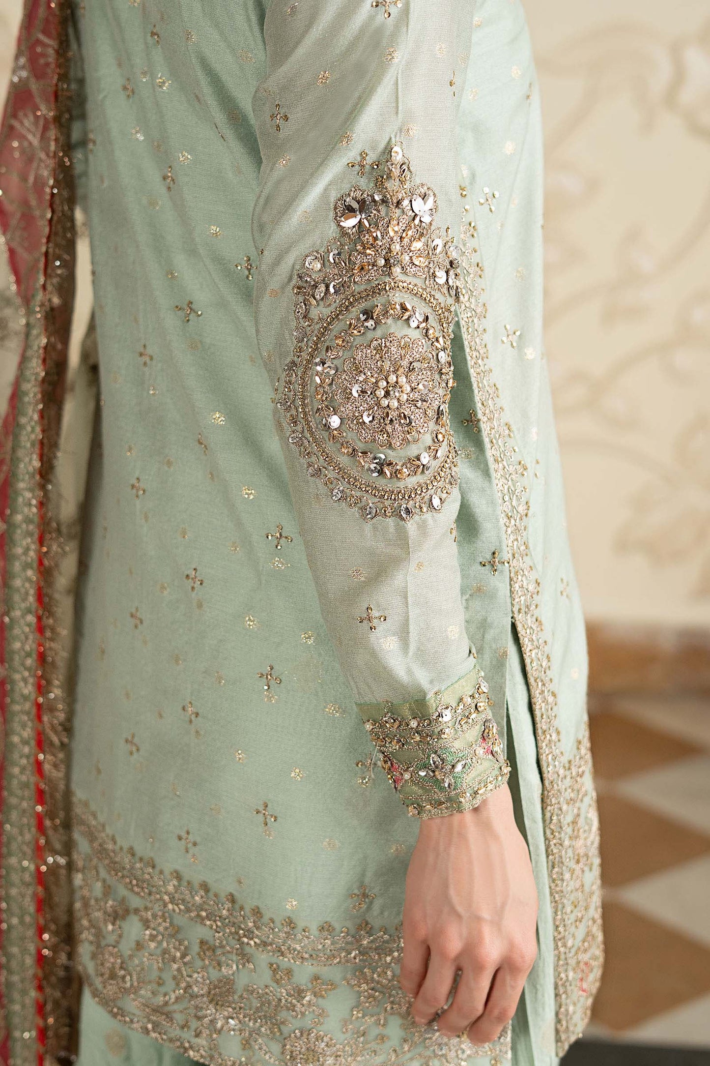 3 Piece Embroidered Cotton Lurex Suit