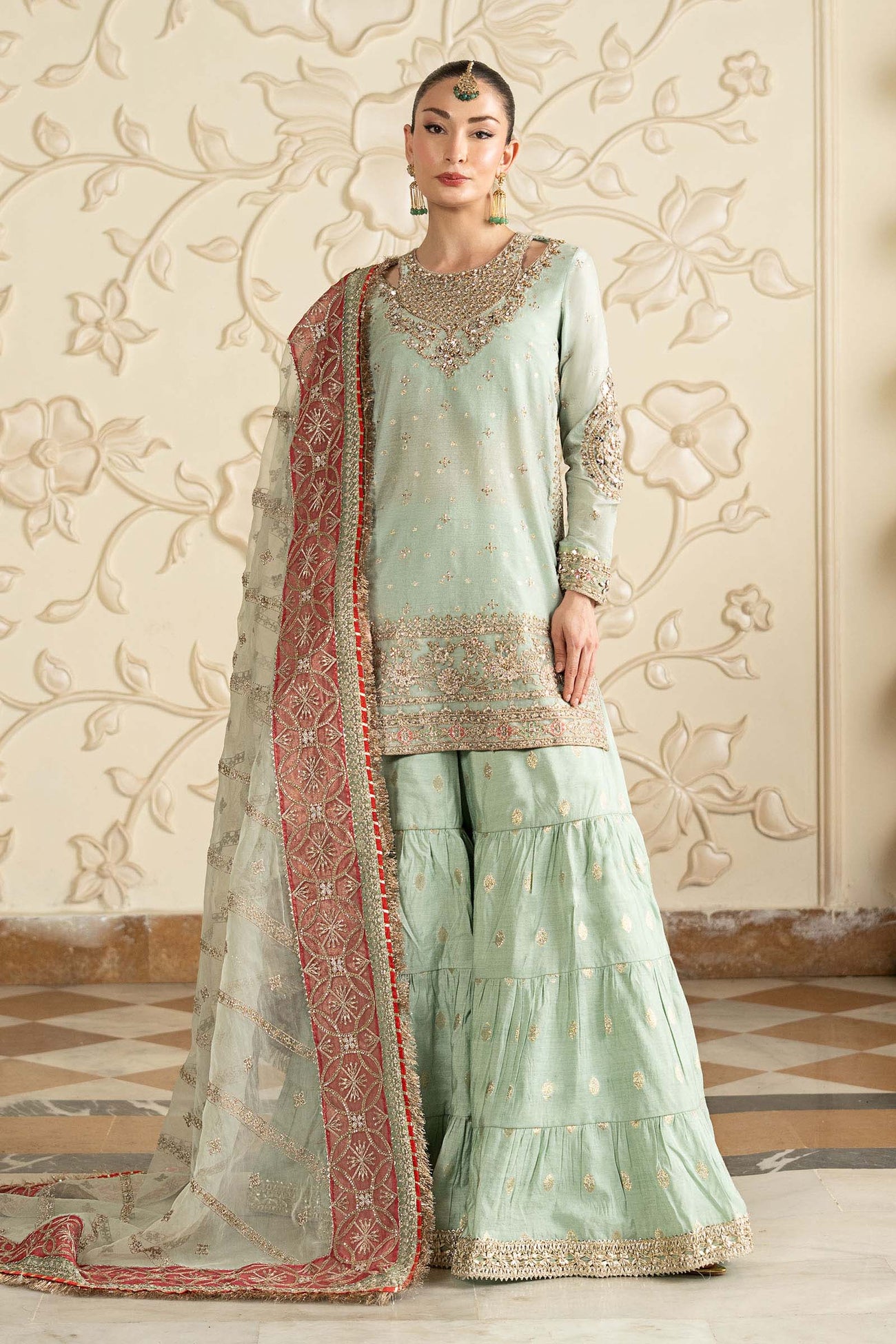 3 Piece Embroidered Cotton Lurex Suit