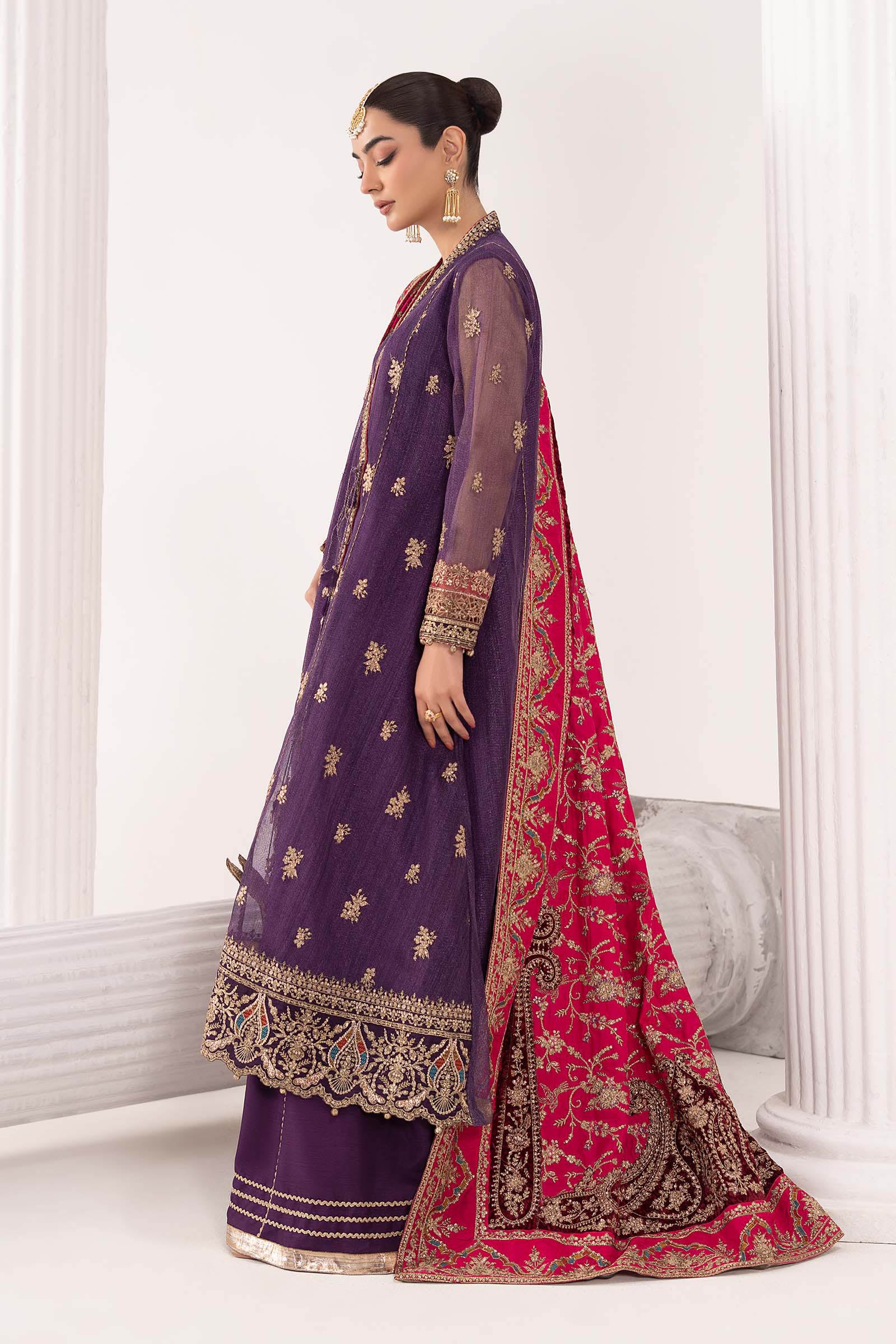 3 Piece Embroidered Zari Net Suit