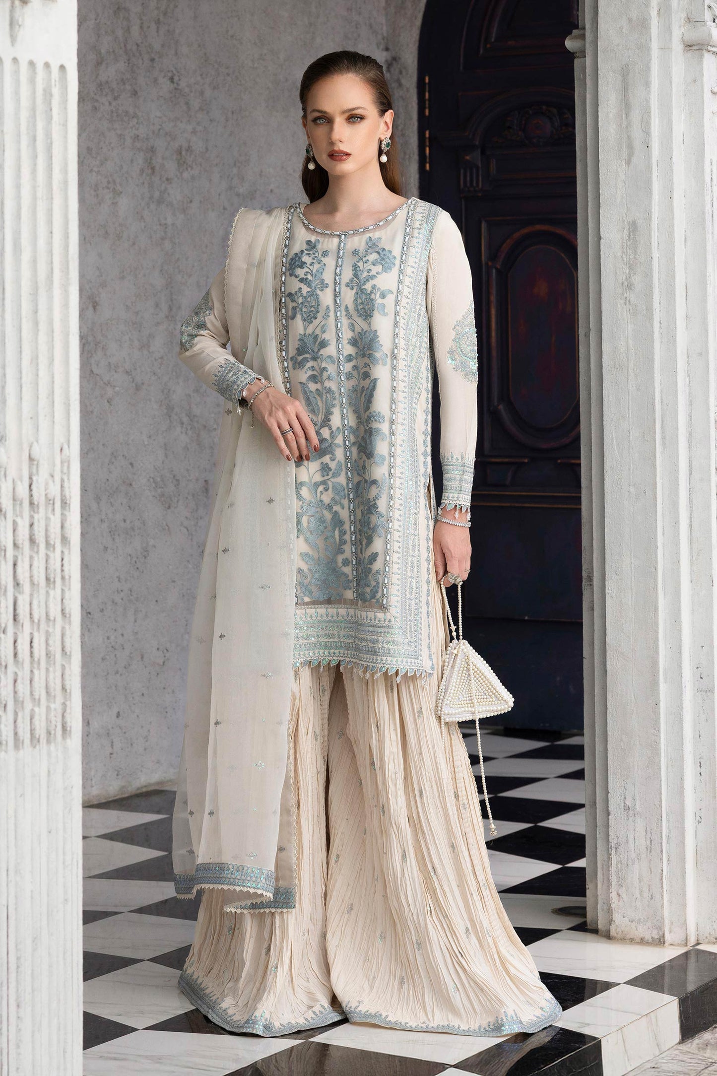 3 Piece Embroidered Organza Suit