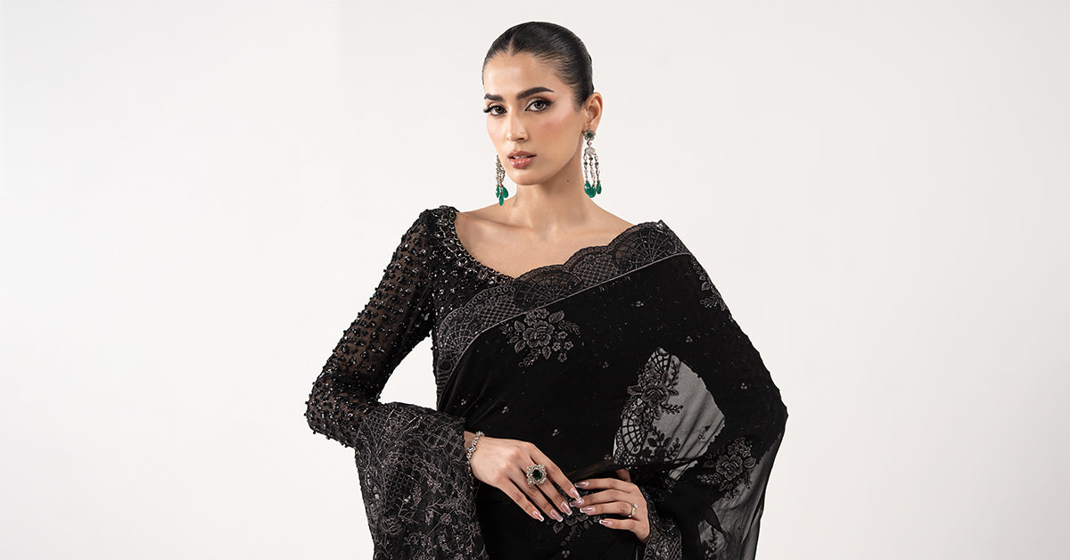 Embroidered Chiffon Saree