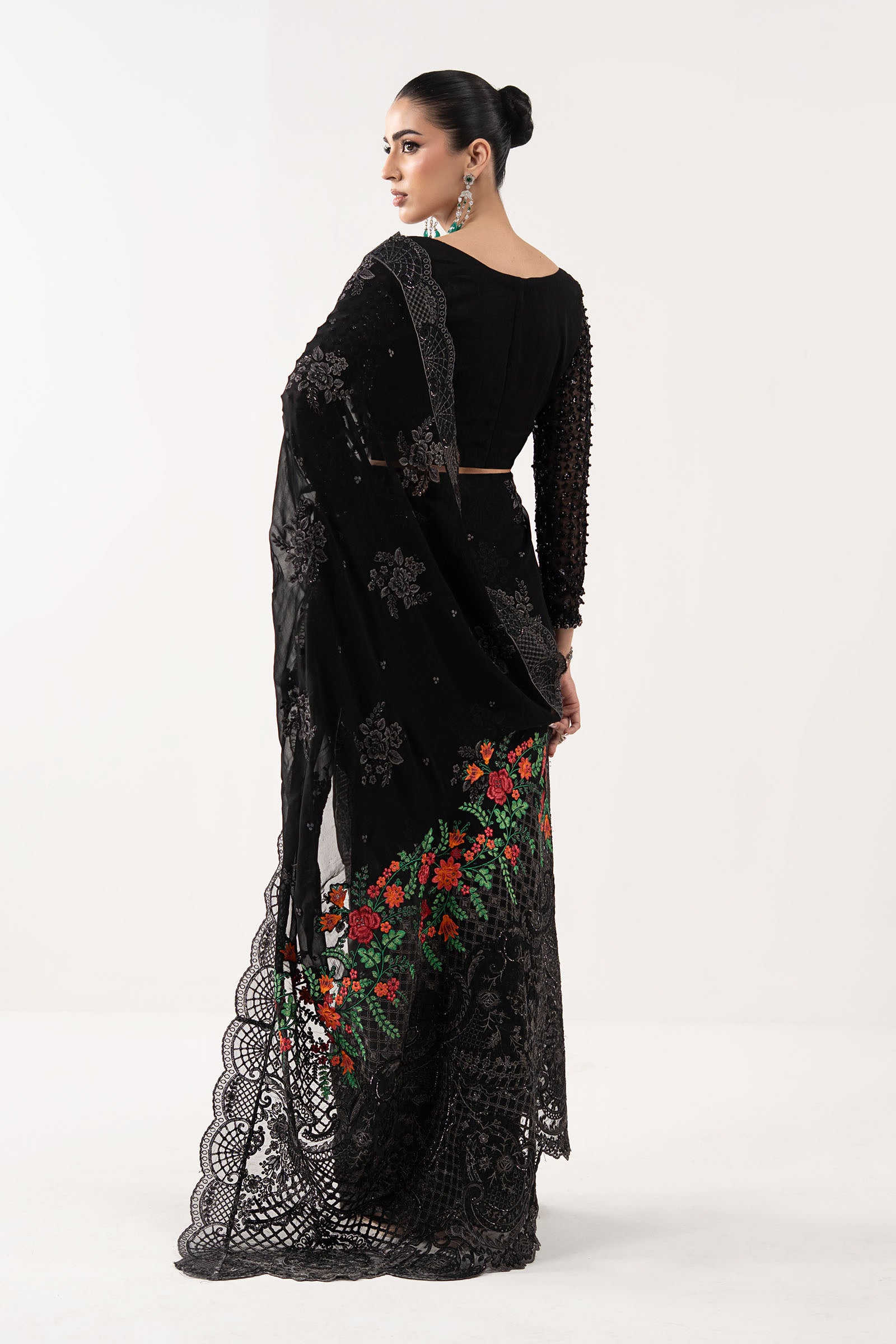 Embroidered Chiffon Saree