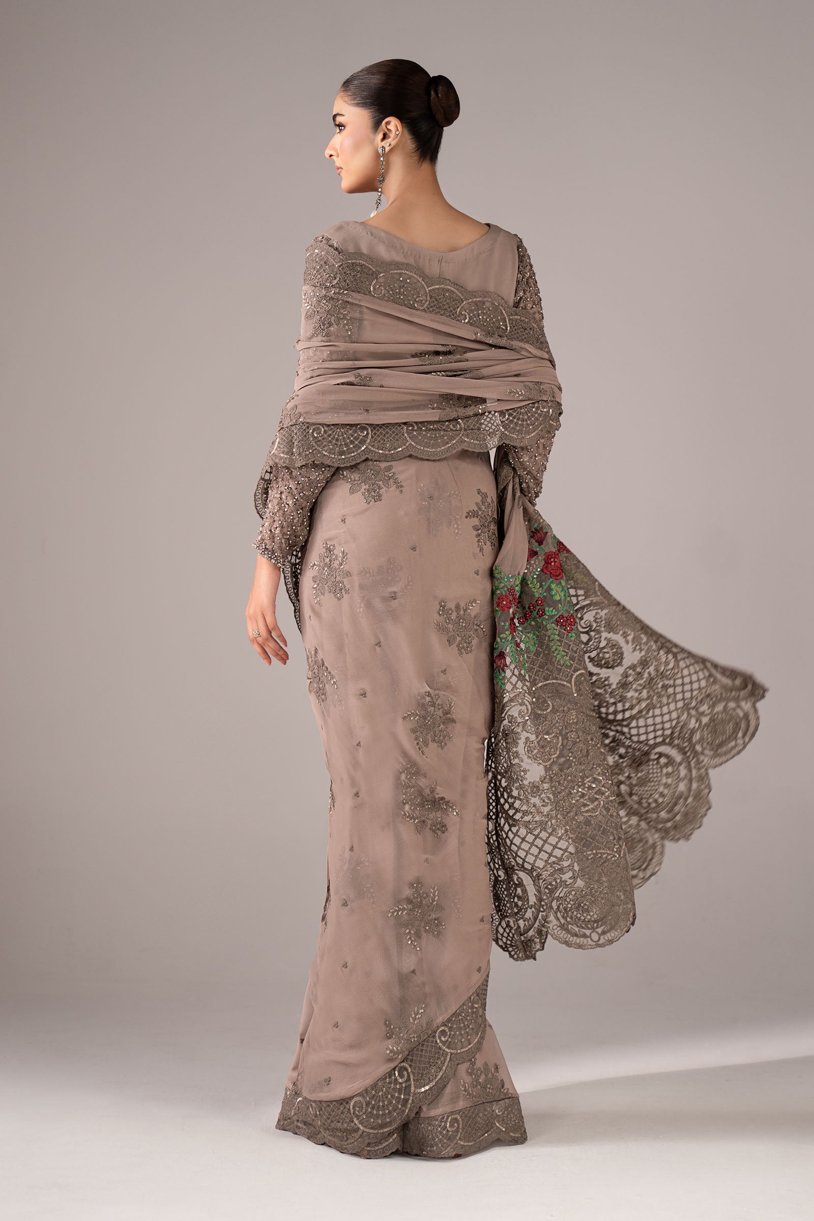 Embroidered Chiffon Saree