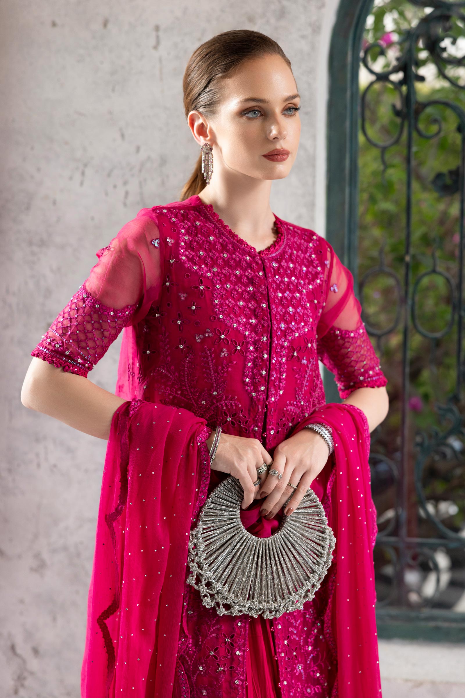 3 Piece Embroidered Organza Suit