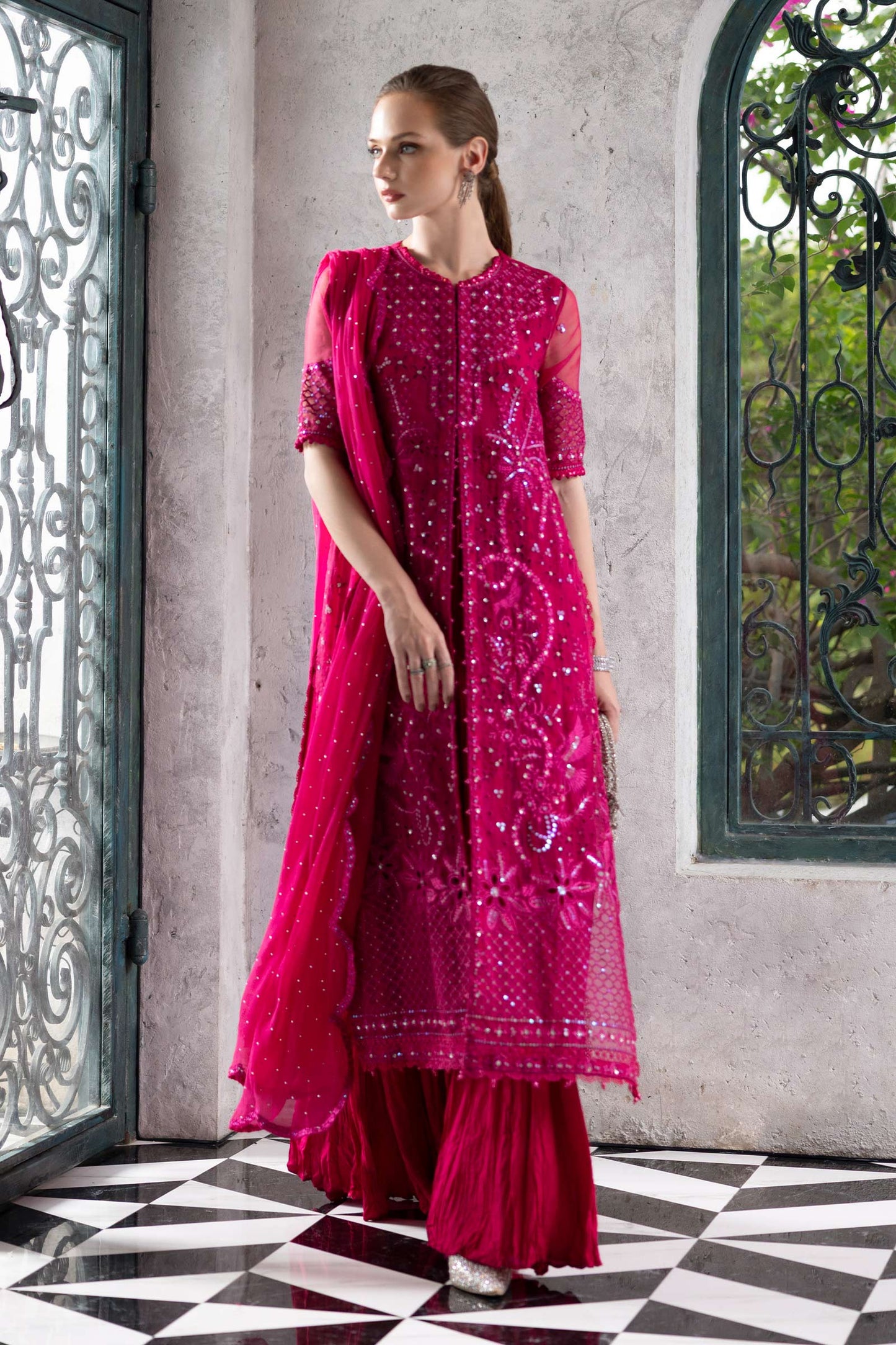 3 Piece Embroidered Organza Suit