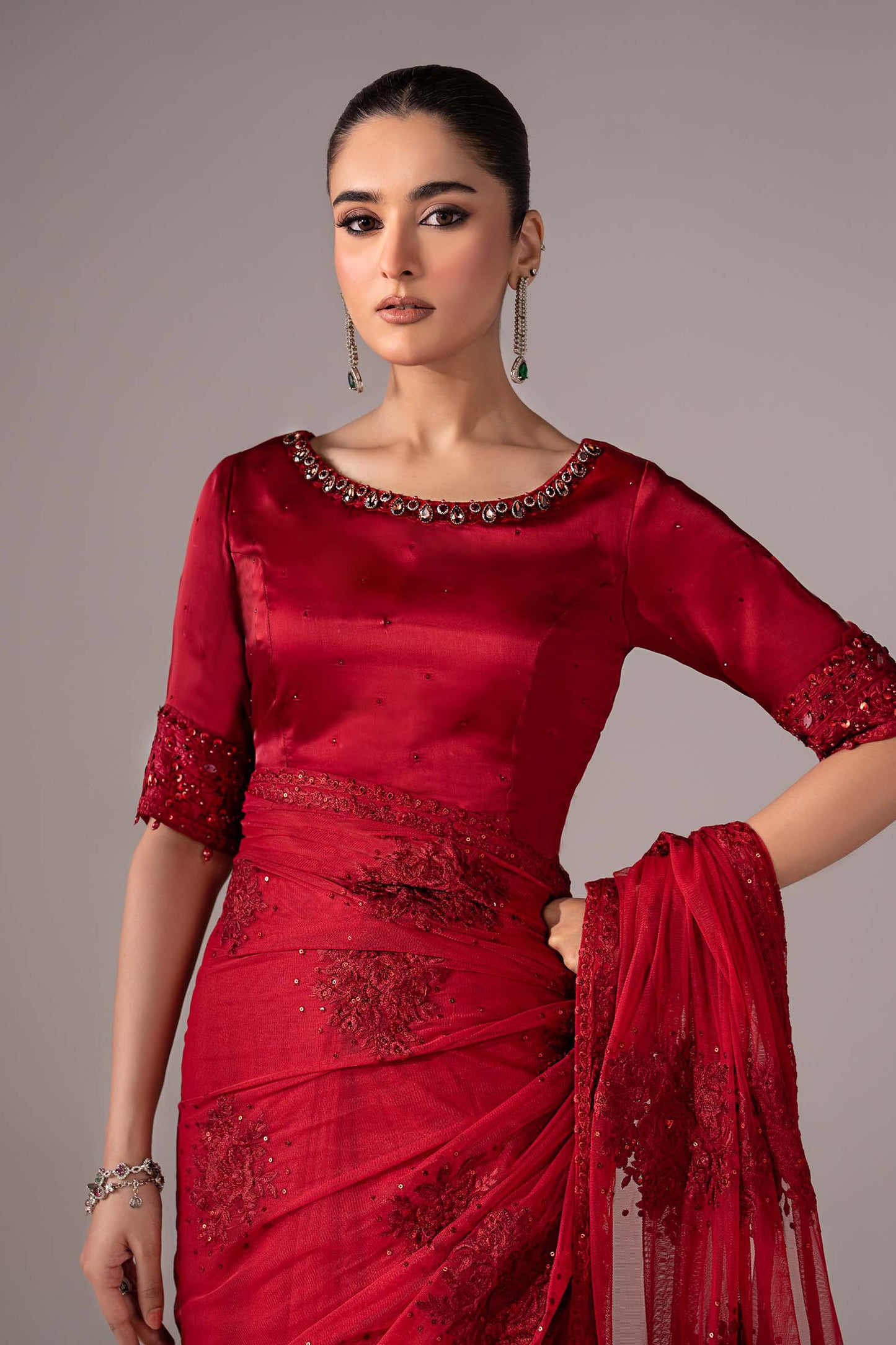 Embroidered Chiffon Saree