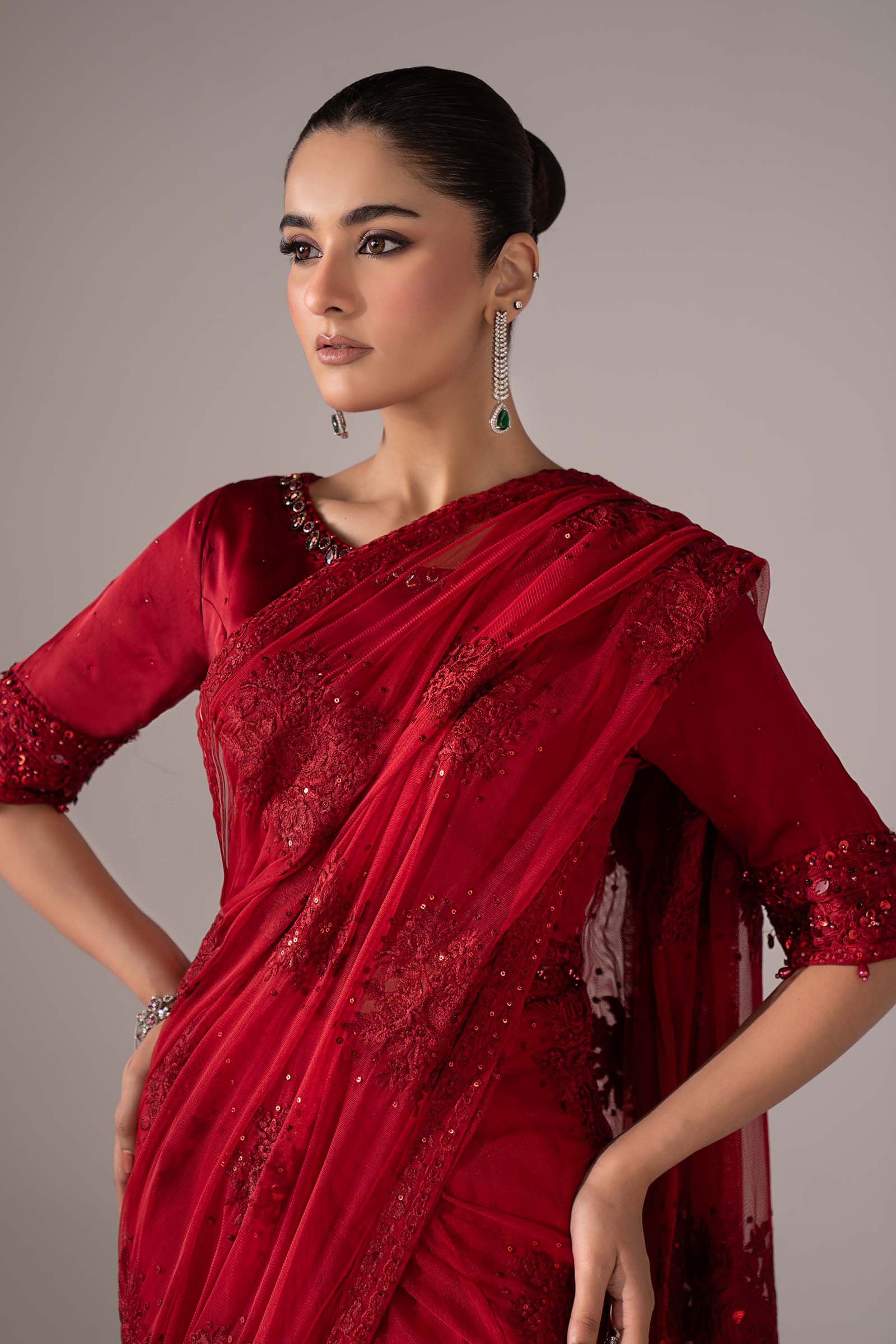 Embroidered Chiffon Saree