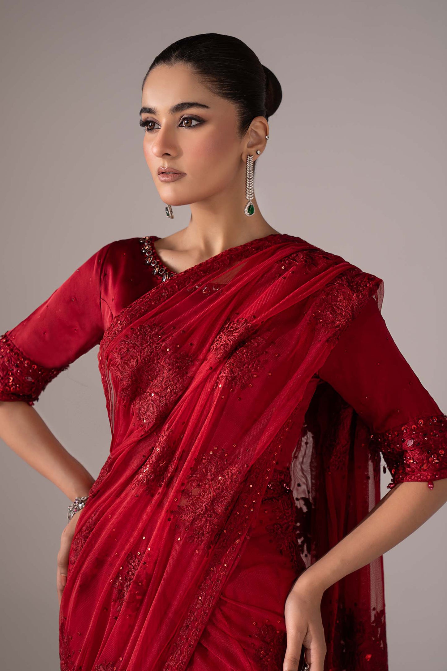 Embroidered Chiffon Saree