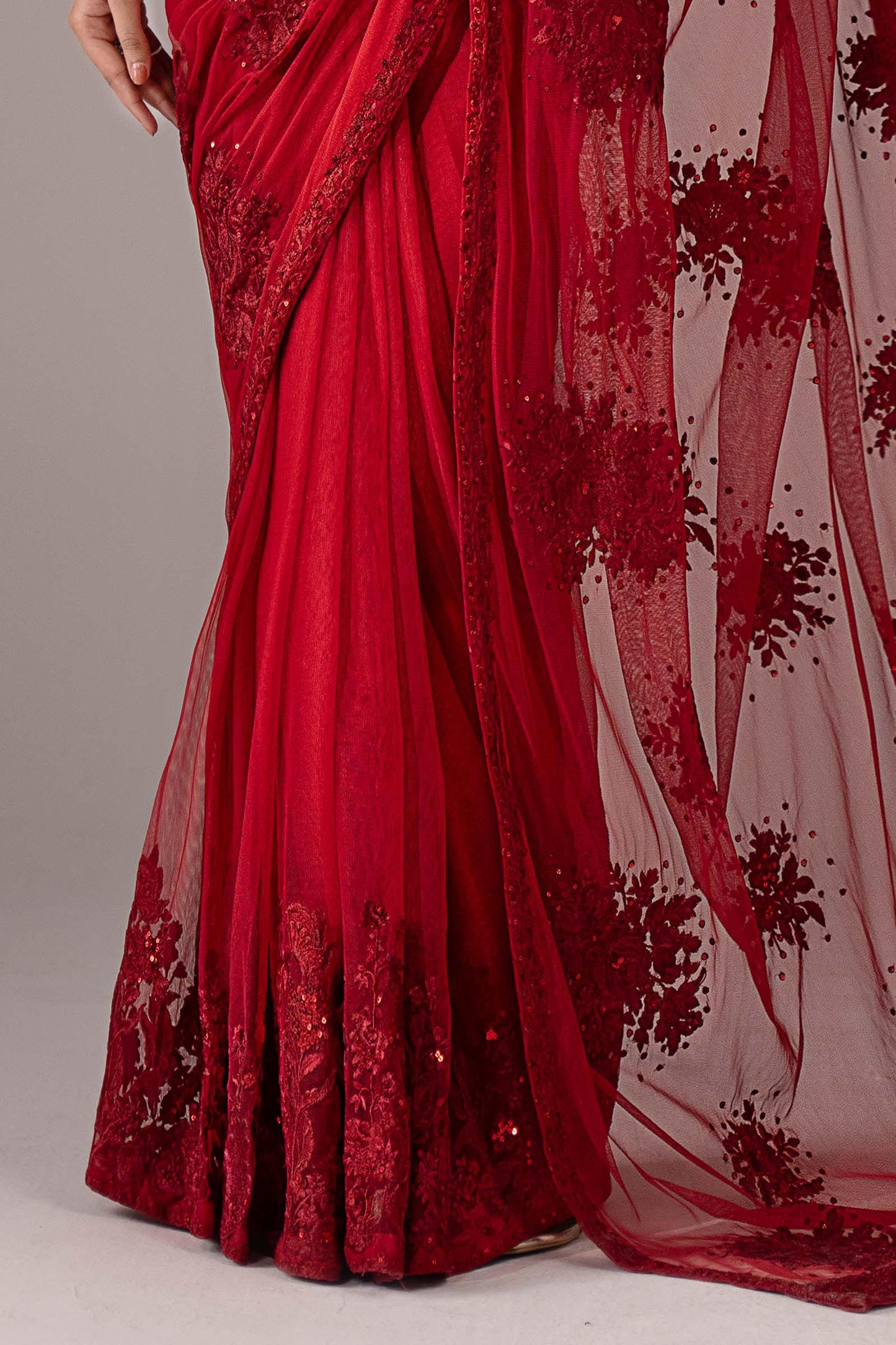 Embroidered Chiffon Saree