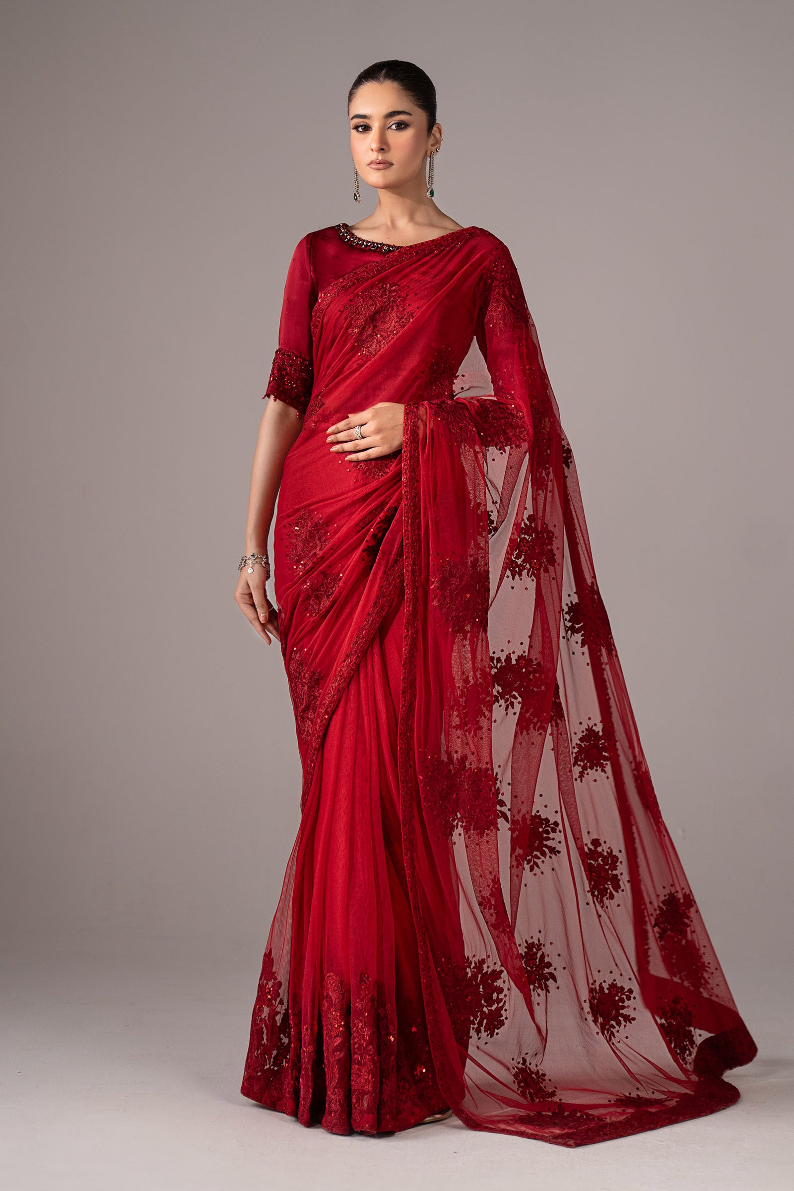 Embroidered Chiffon Saree