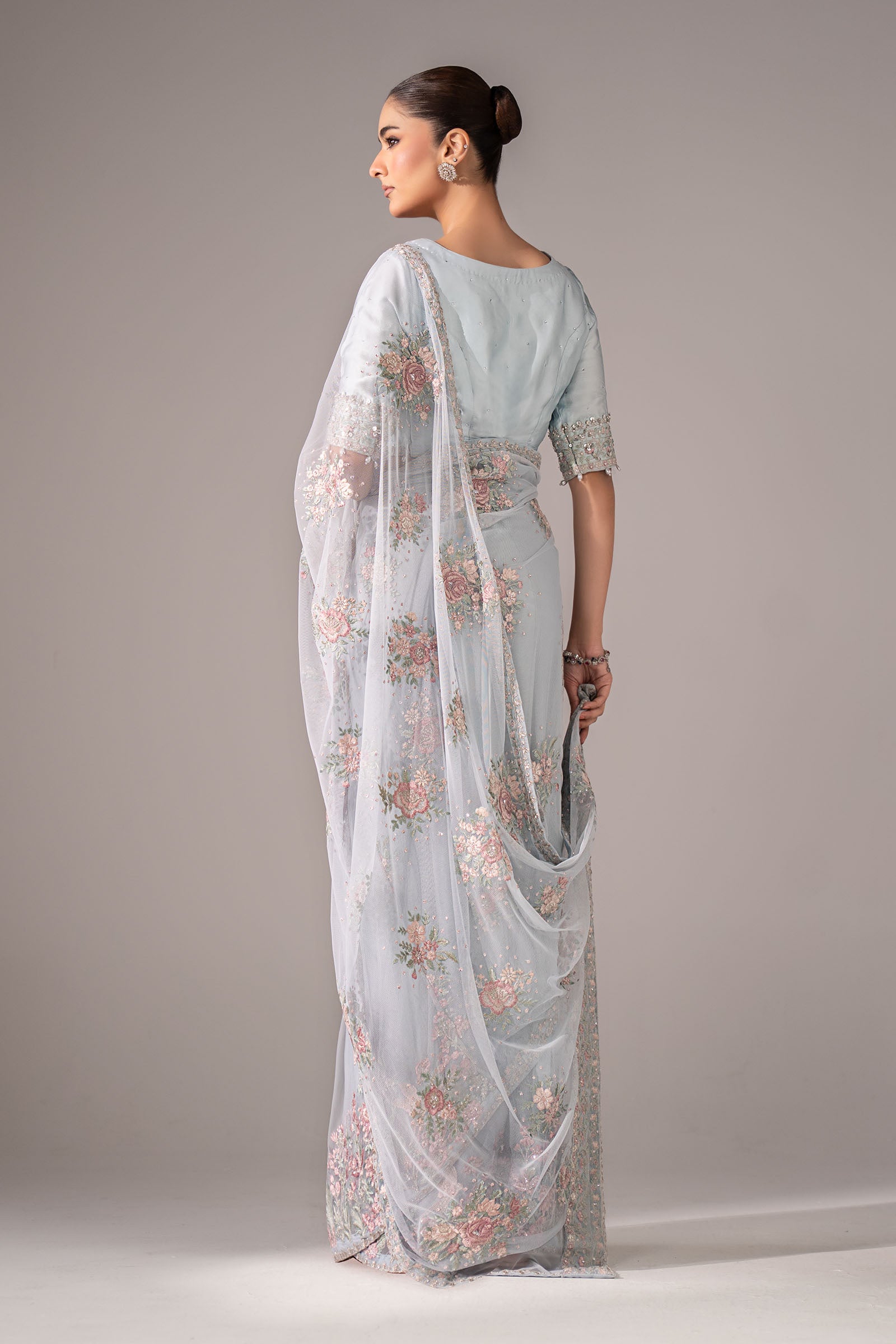 Embroidered Chiffon Saree