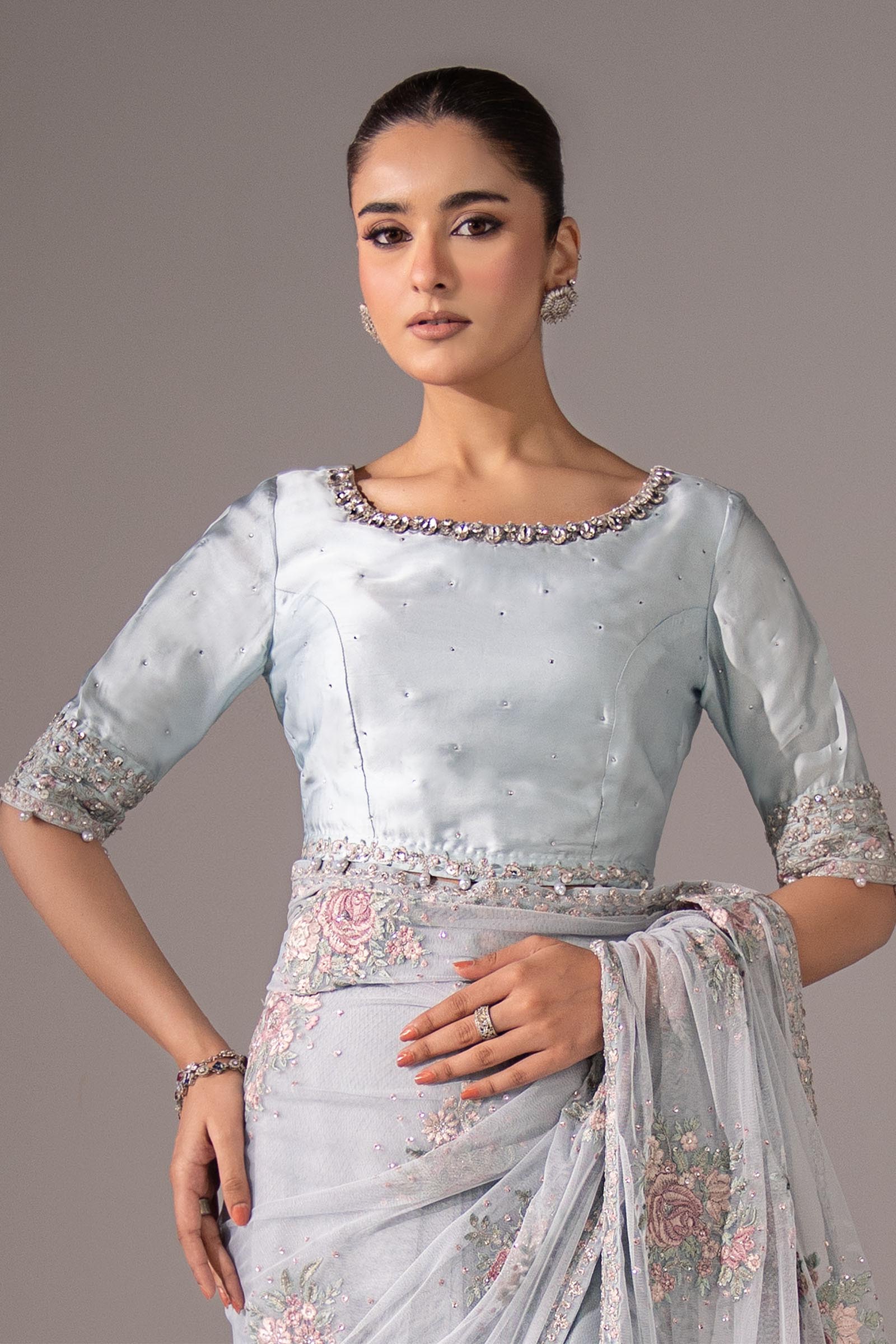 Embroidered Chiffon Saree