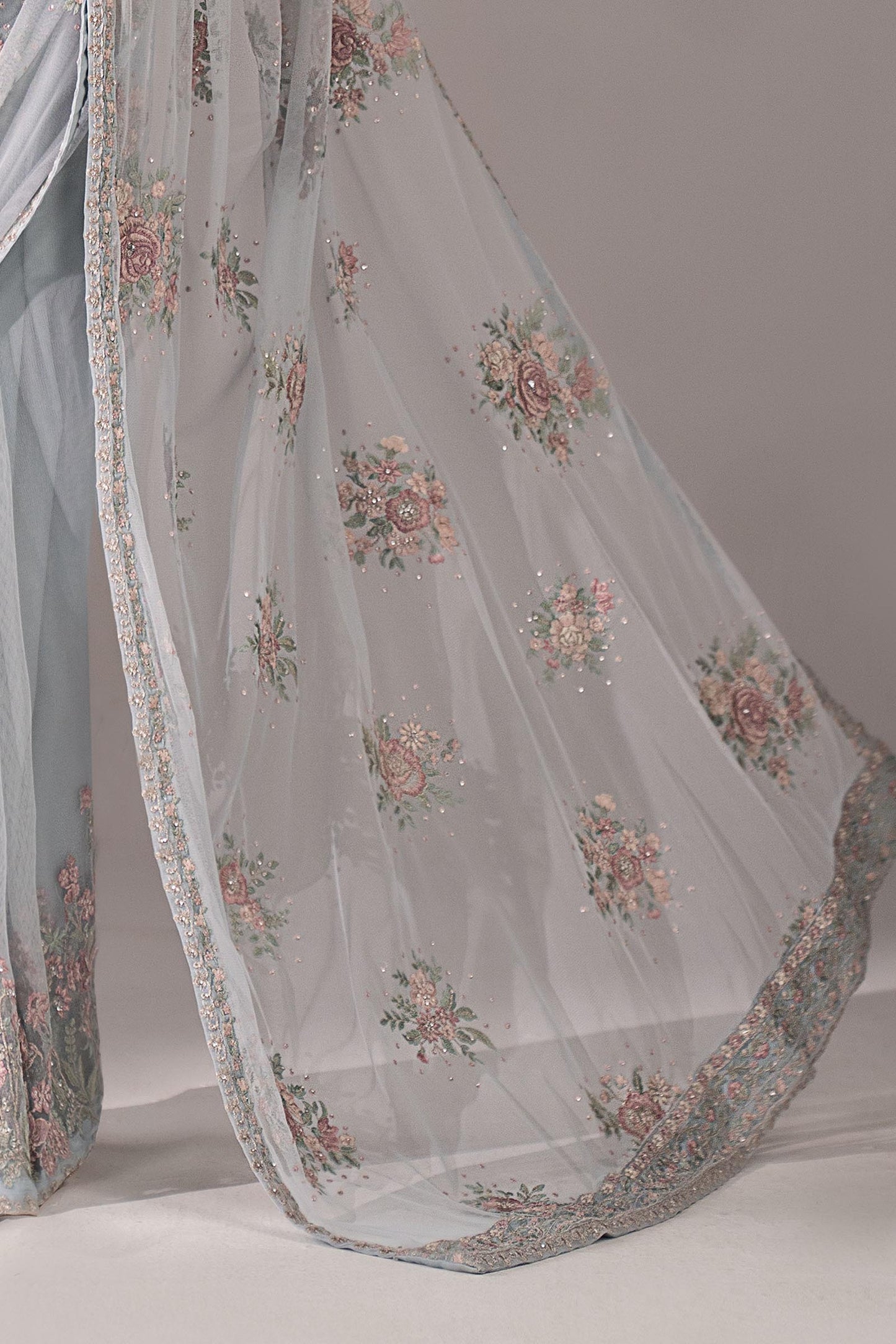 Embroidered Chiffon Saree