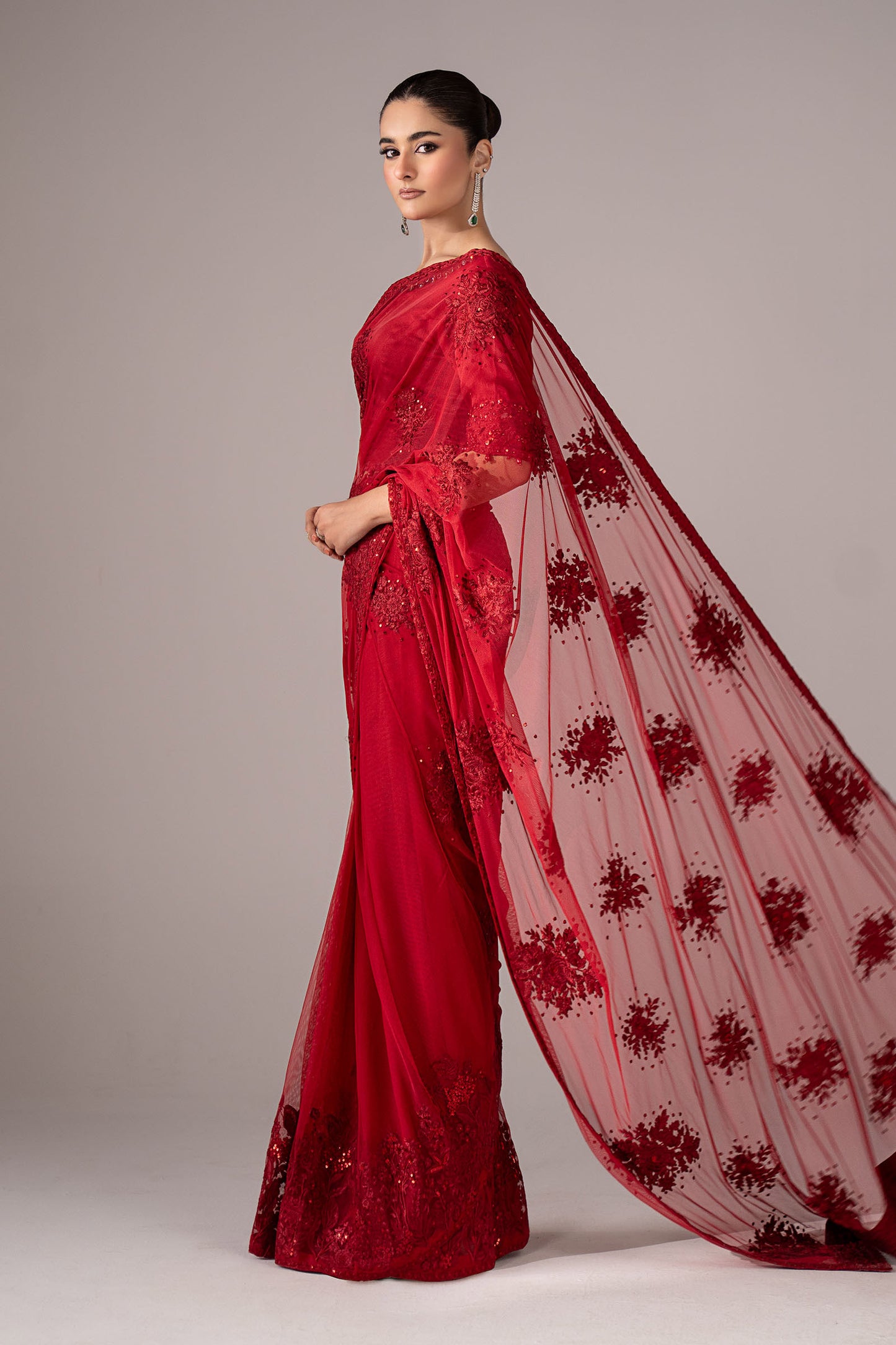 Embroidered Chiffon Saree